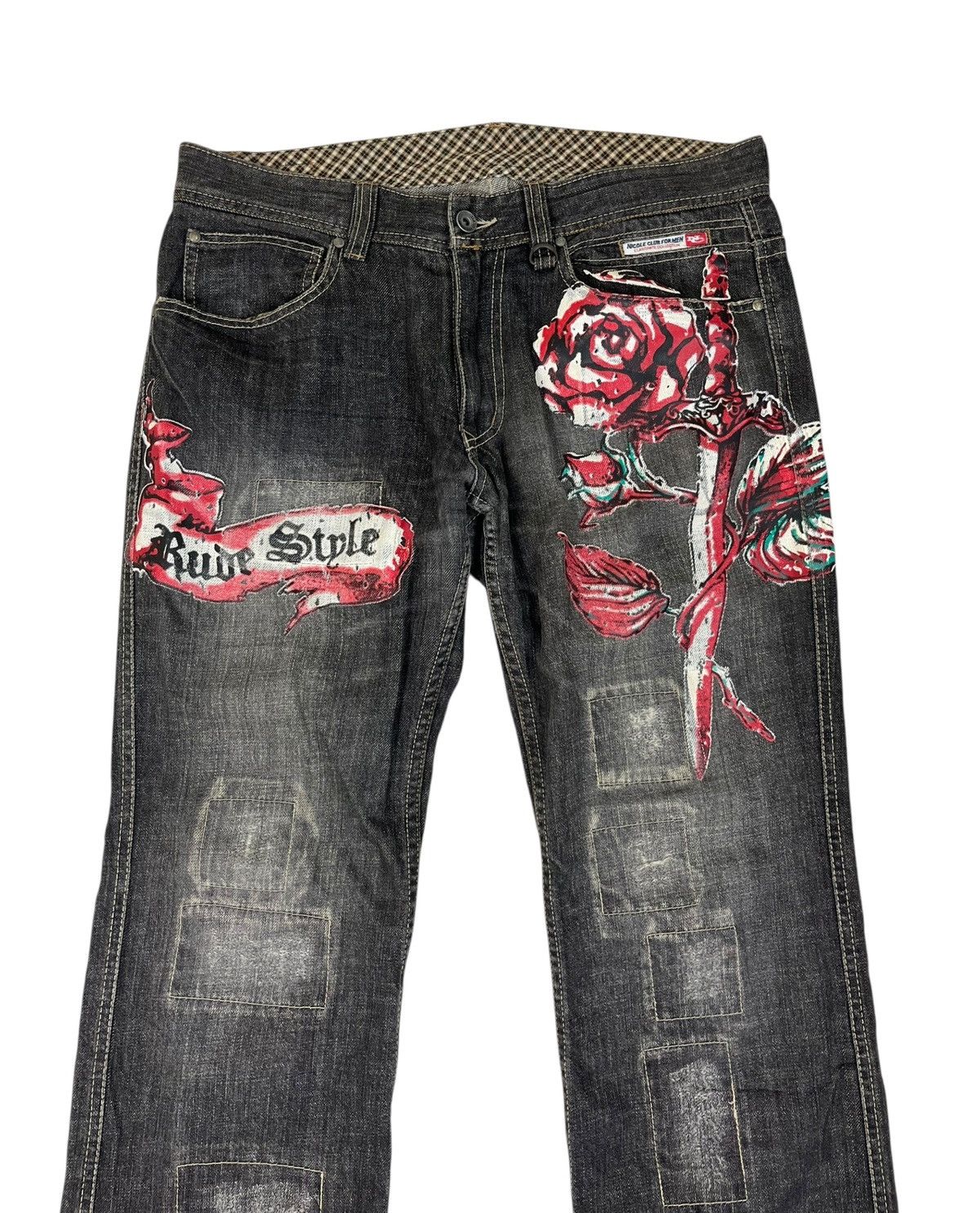 Japanese Brand Nicole Club For Men Patchwork Painting Denim Jeans Size US 33 - 3 Thumbnail