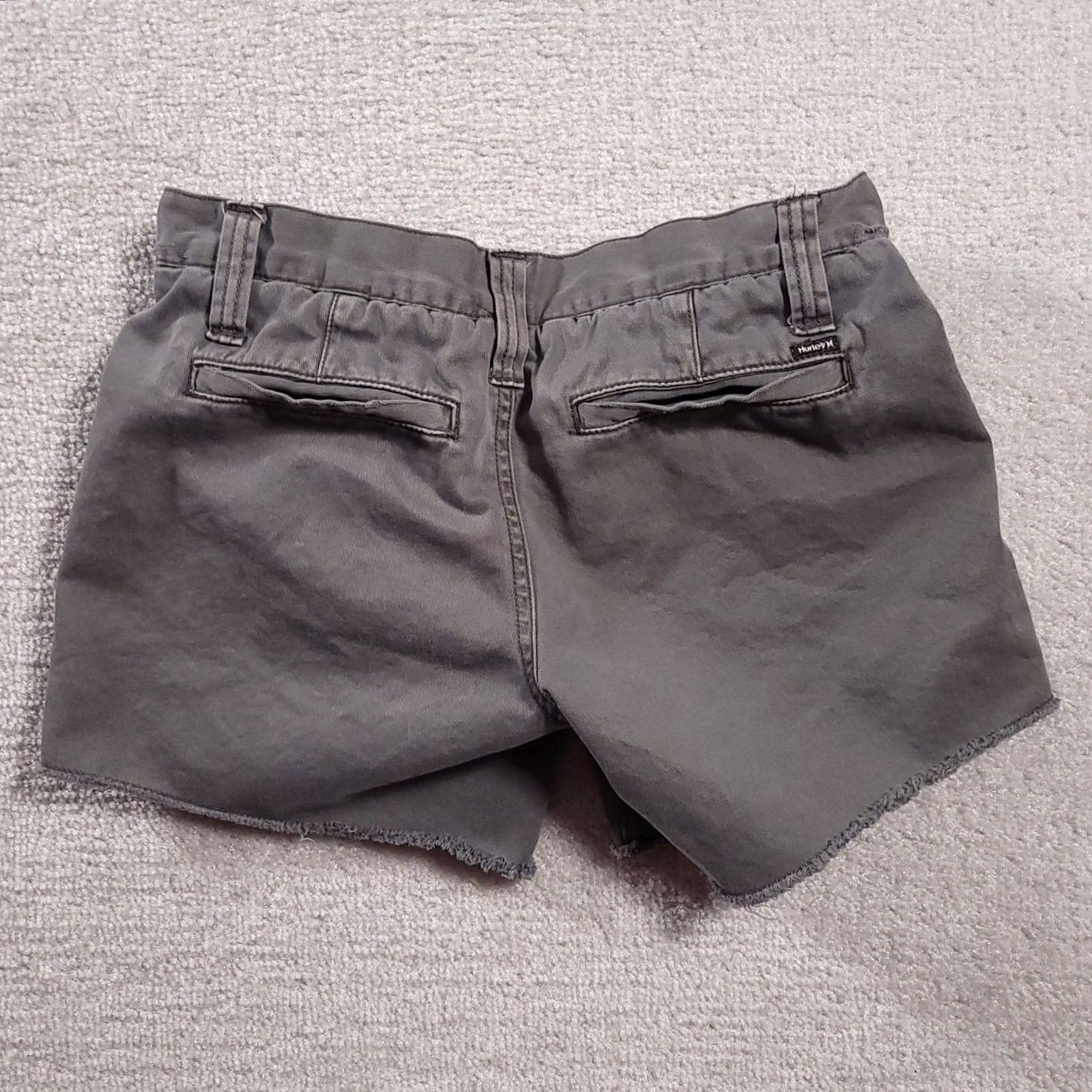 Hurley Hurley Low Rise Chino Shorts Women's 0 Gray Flat Front Cotton Frayed Hem Size 26" / US 2 / IT 38 - 7 Thumbnail