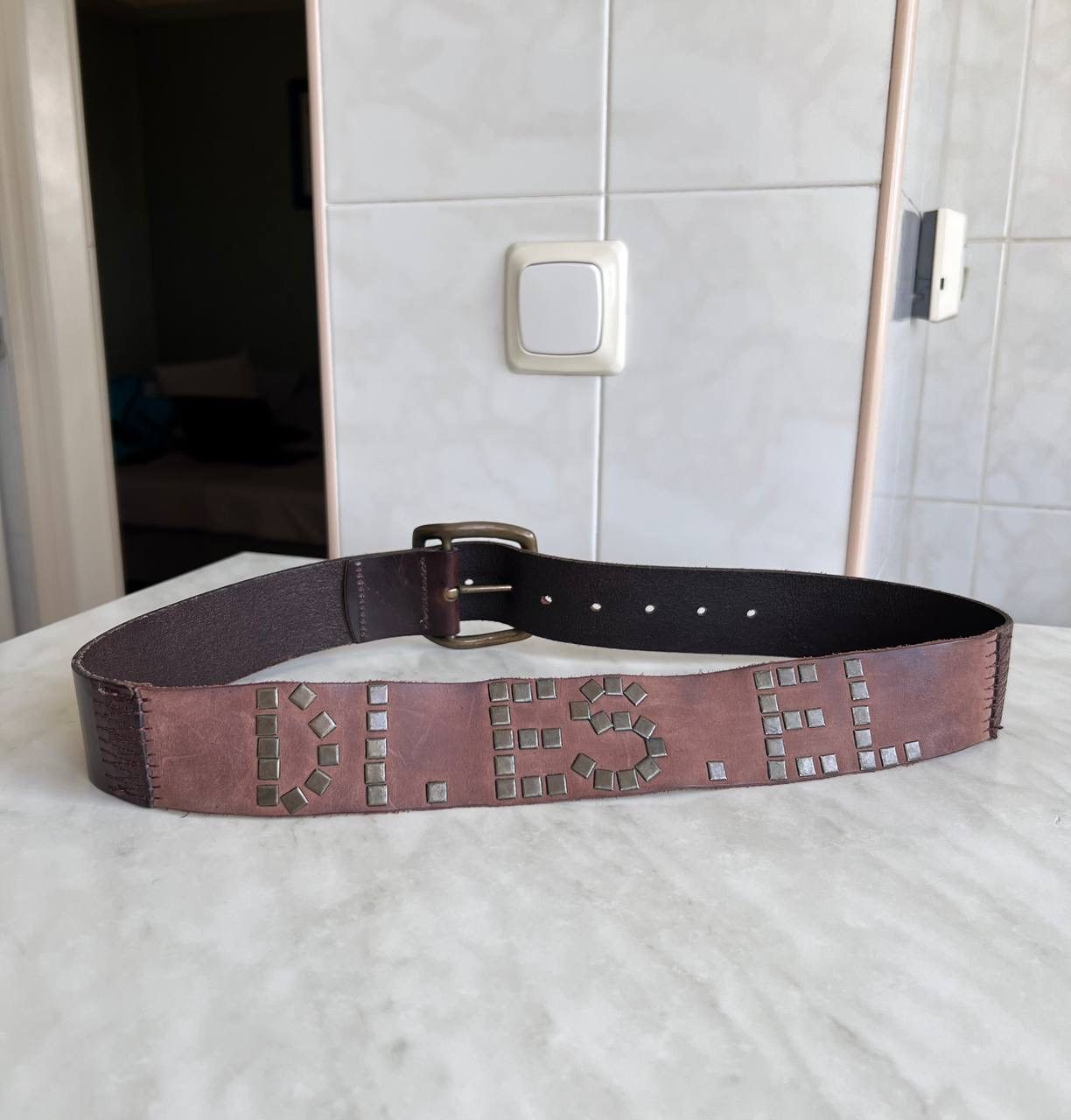 Diesel Diesel Belt Vintage Avant Garde Y2K Style Studded Logo Steel Size ONE SIZE - 3 Thumbnail