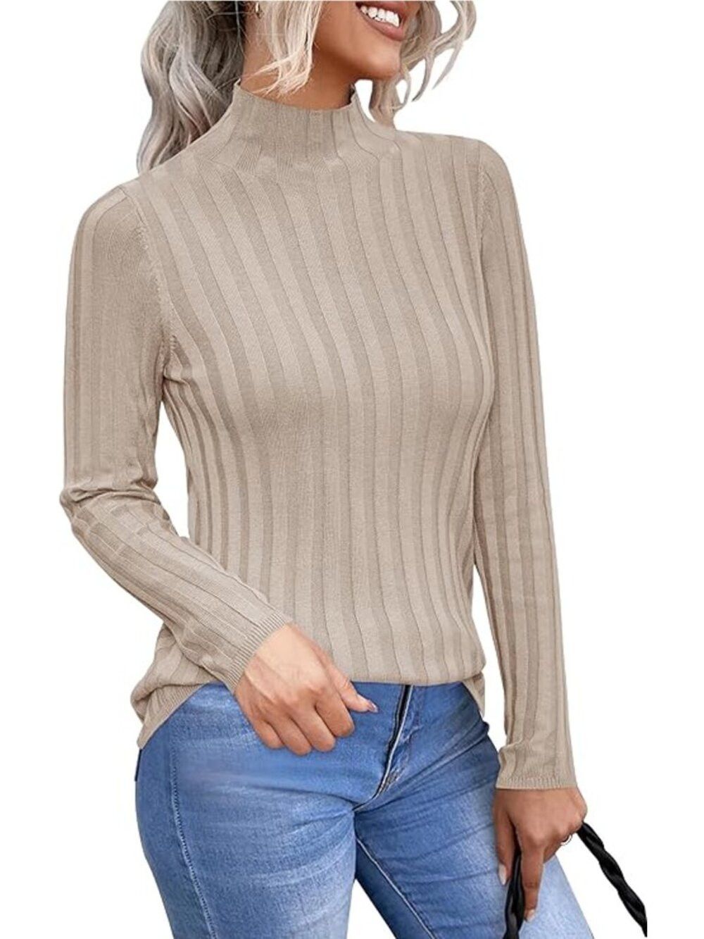 Other NWT New Arach & Cloz Ribbed Wool Blend Mock Neck Sweater In Size L / US 10 / IT 46 - 1 Thumbnail