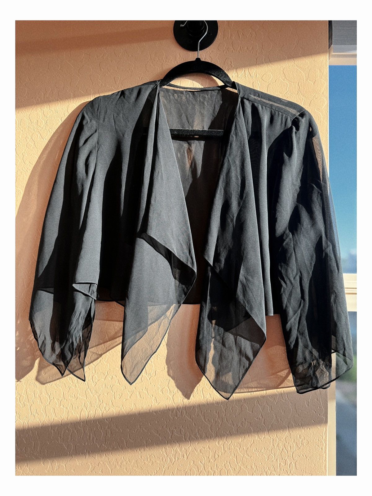 Other Sheer Black Waterfall Shrug – Lightweight Gothic/Boho Layer Size M / US 6-8 / IT 42-44 - 2 Thumbnail