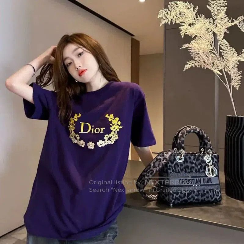 Dior Dior Purple Cotton Women's T. Size L / US 10 / IT 46 - 4 Thumbnail
