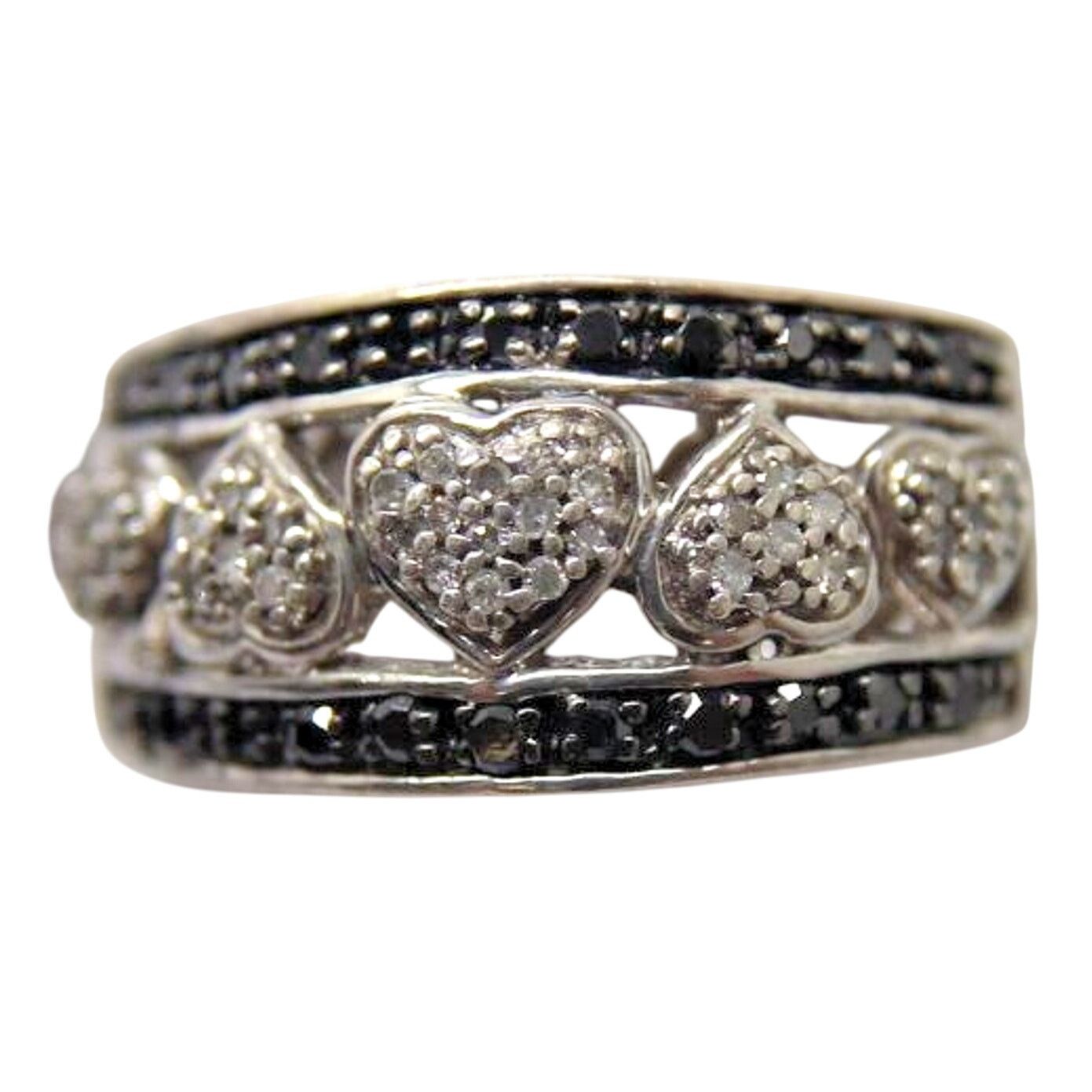 Other LOVE Ring 925 • Diamond Hearts • Sapphire Edge • Size 6 or 5 Size ONE SIZE - 2 Thumbnail