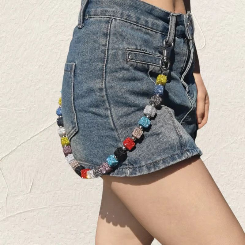 Other DIY Square Five Colors Rhinestone Pants Wallet Chain Size ONE SIZE - 1 Thumbnail