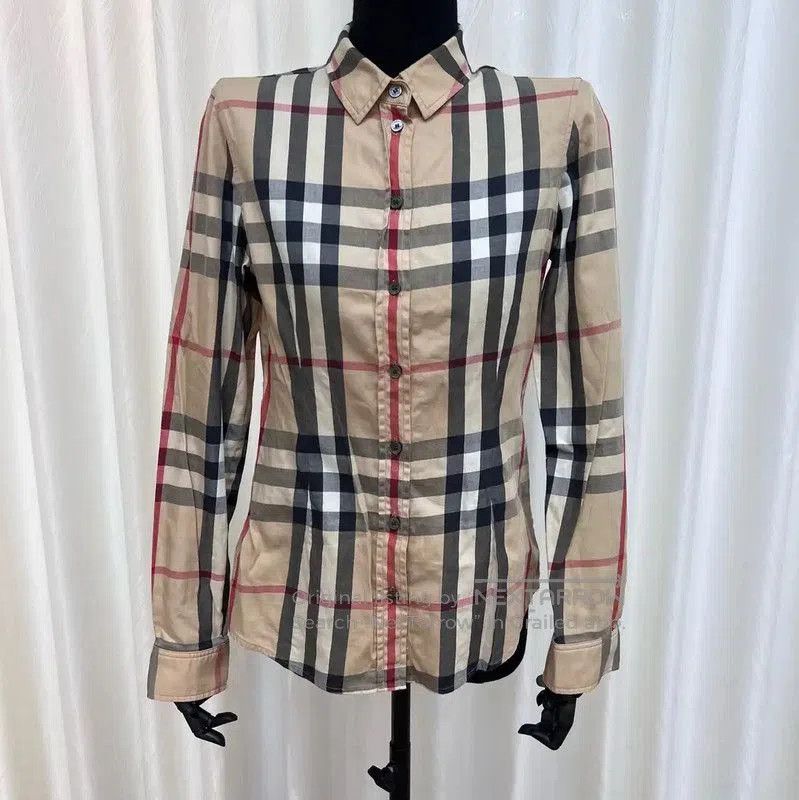 Burberry Burberry Beige Check Long Sleeve Shirt. Size XS / US 0-2 / IT 36-38 - 2 Thumbnail