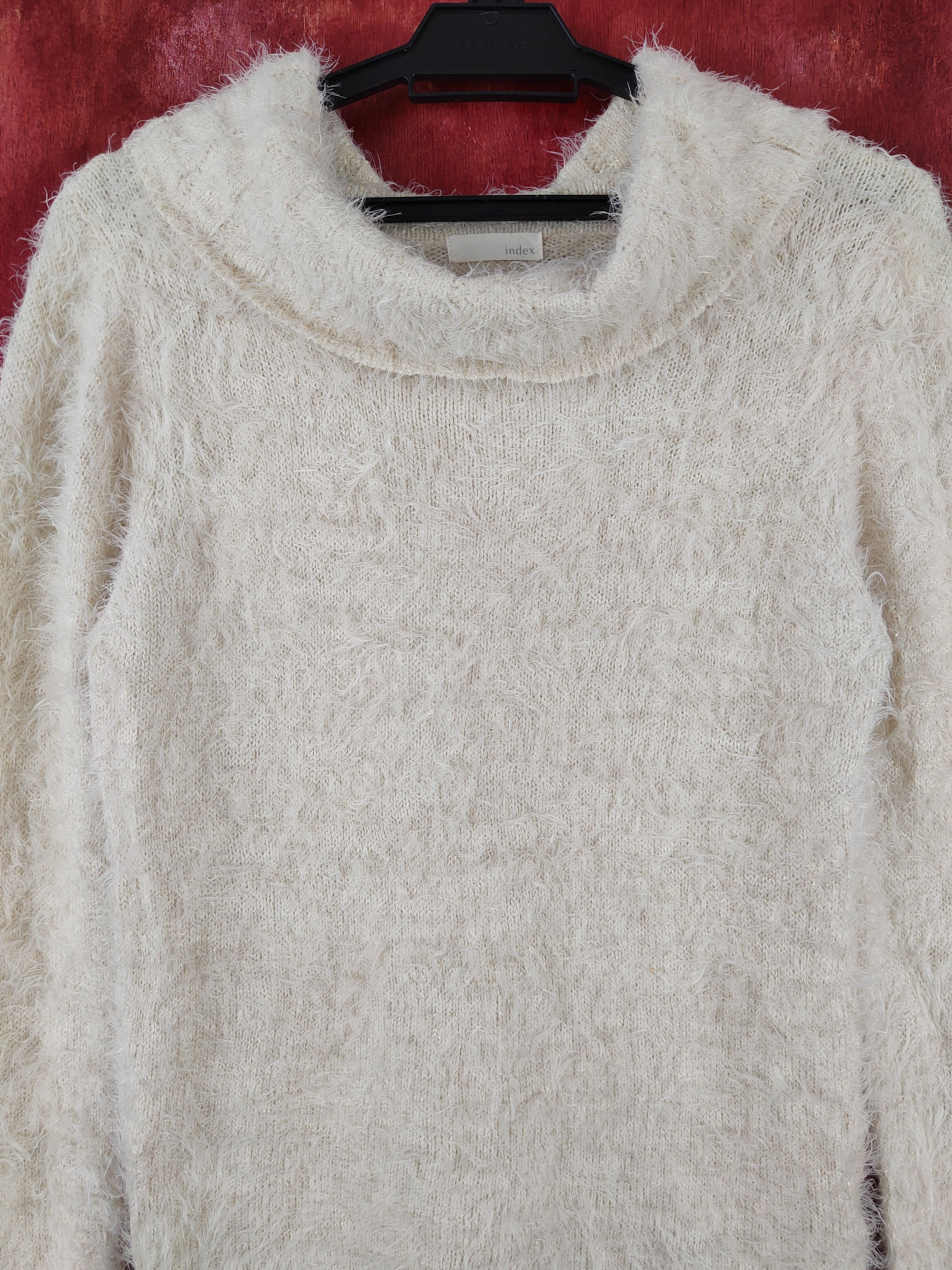 Index × Vintage Cool Vintage 💥 Index Cream Fur Mohair Knitwear Size M / US 6-8 / IT 42-44 - 2 Thumbnail