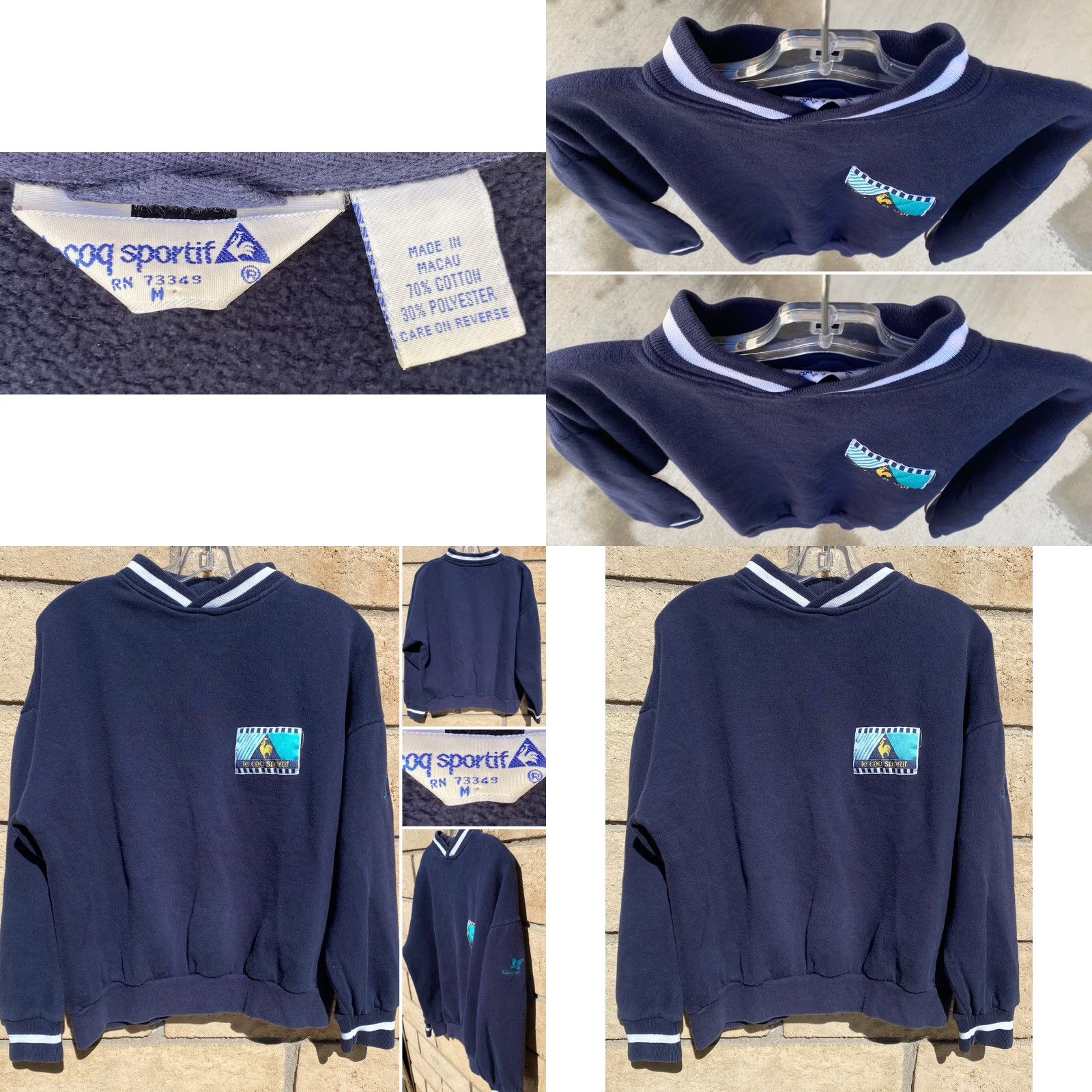 Le Coq Sportif VINTAGE Le Coq Sportif Sweatshirt M 80s 90s V Neck Kapalua Butterly Logo Hawaii Size US M / EU 48-50 / 2 - 8 Thumbnail