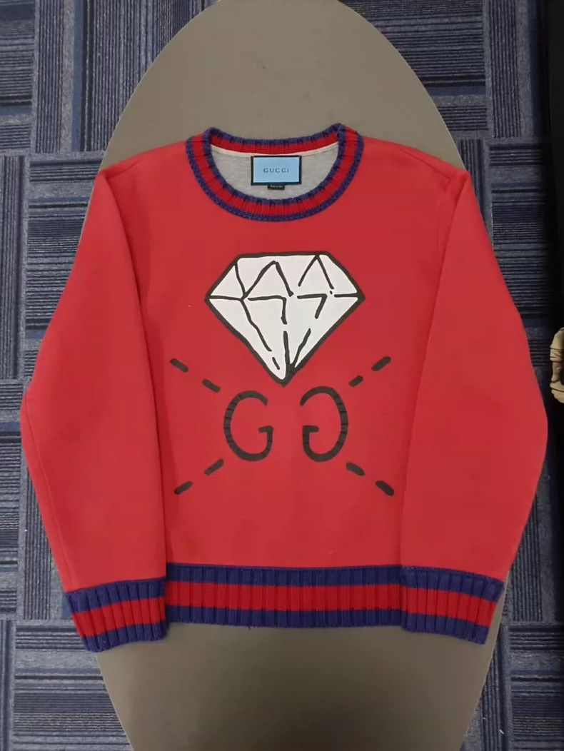 Gucci Gucci Double Glogo diamond print knitted collar sweatshirt Size US L / EU 52-54 / 3 - 2 Thumbnail