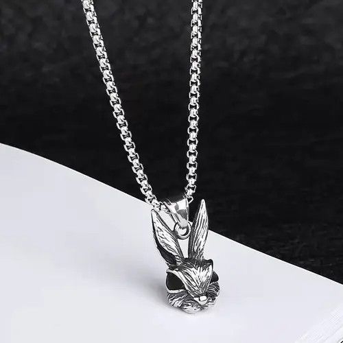 Jewelry x Vintage Retro Rabbit Necklace in Silver, Men's