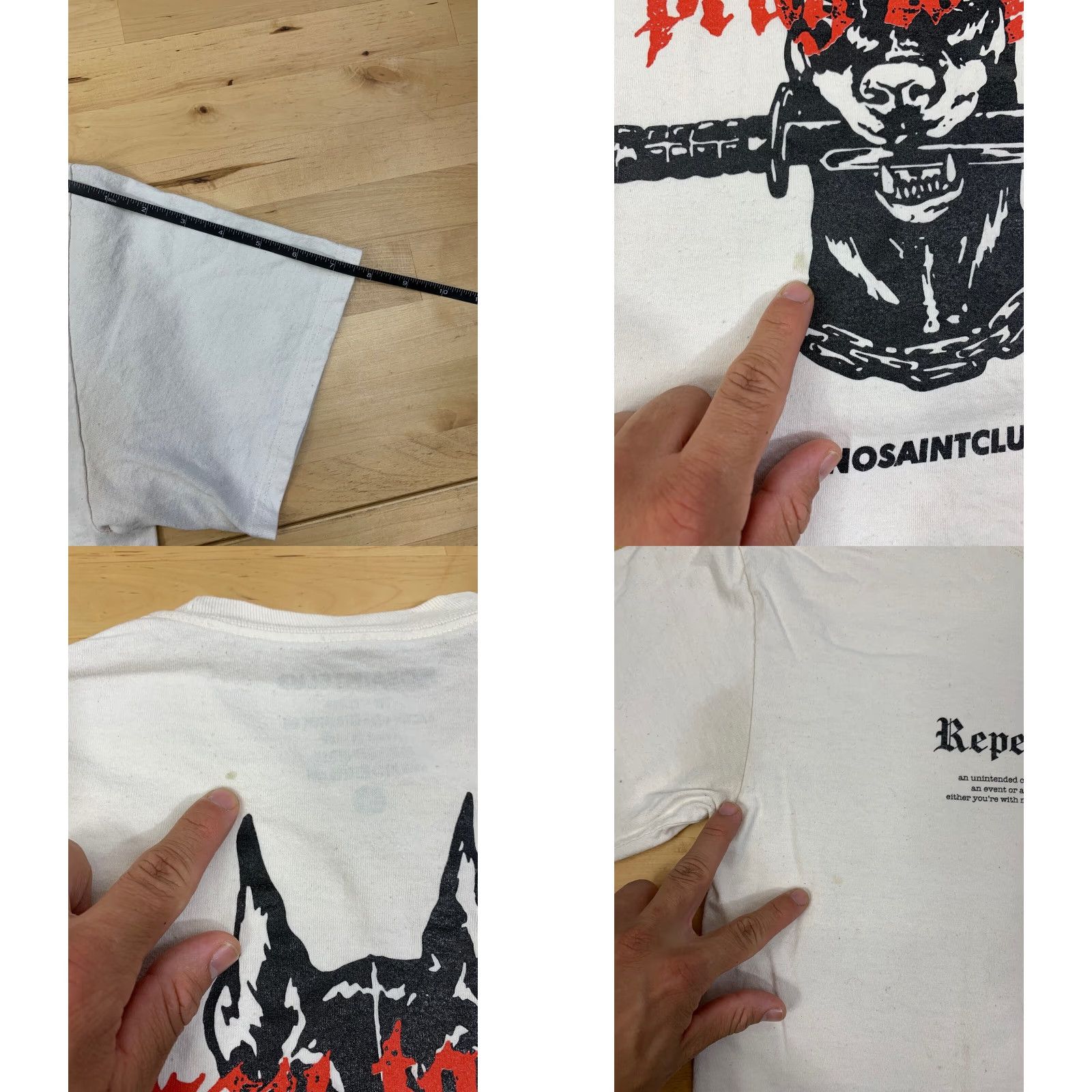 Vintage No Saint Club Graphic Tee Repercussions T Shirt Size M White Short Sleeve Mens Crew Neck T-Shirt Size US M / EU 48-50 / 2 - 8 Thumbnail