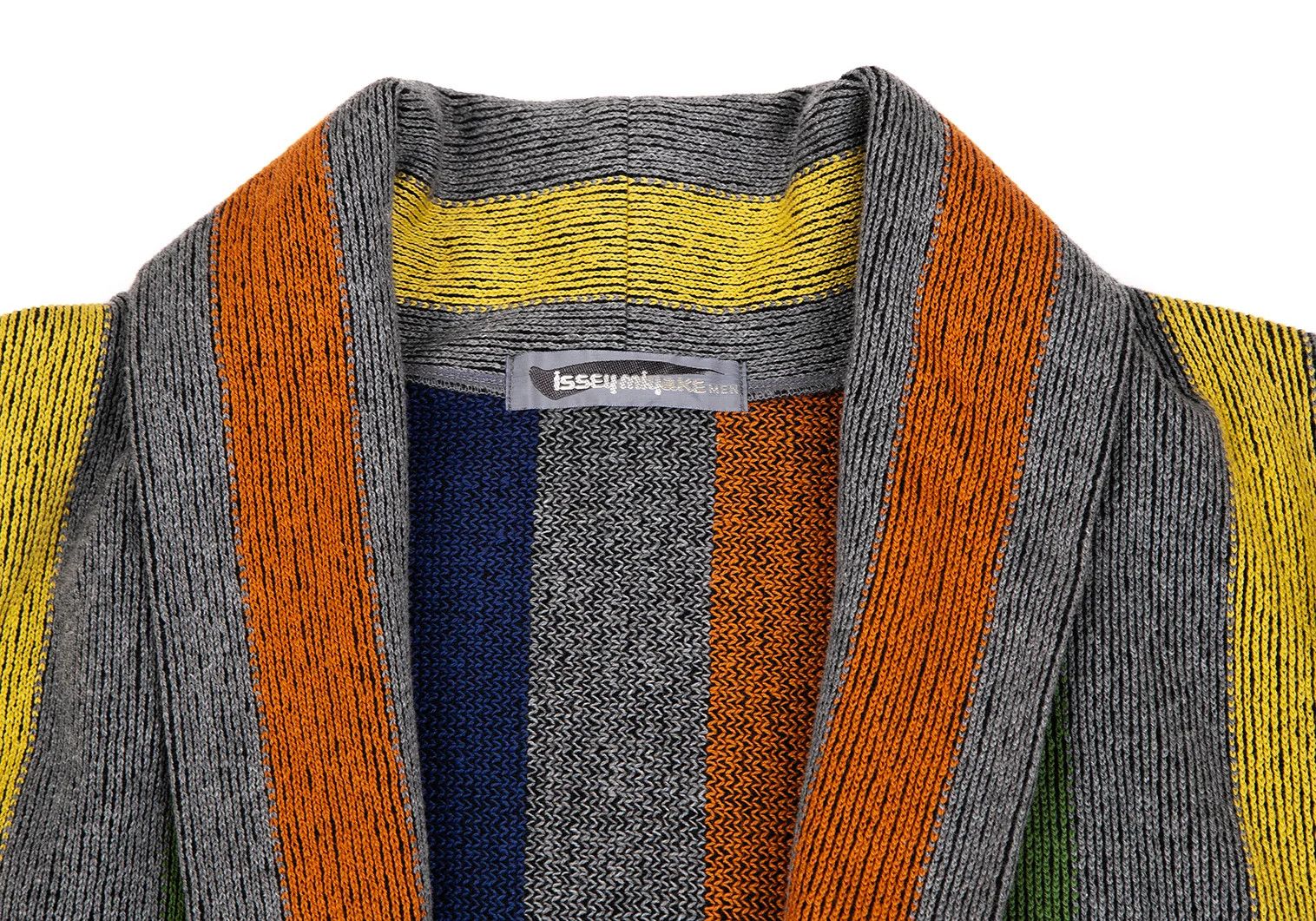 Issey Miyake Color Stripe Ribbed Shawl Collar Jacket Gray Multi M Size US M / EU 48-50 / 2 - 3 Thumbnail