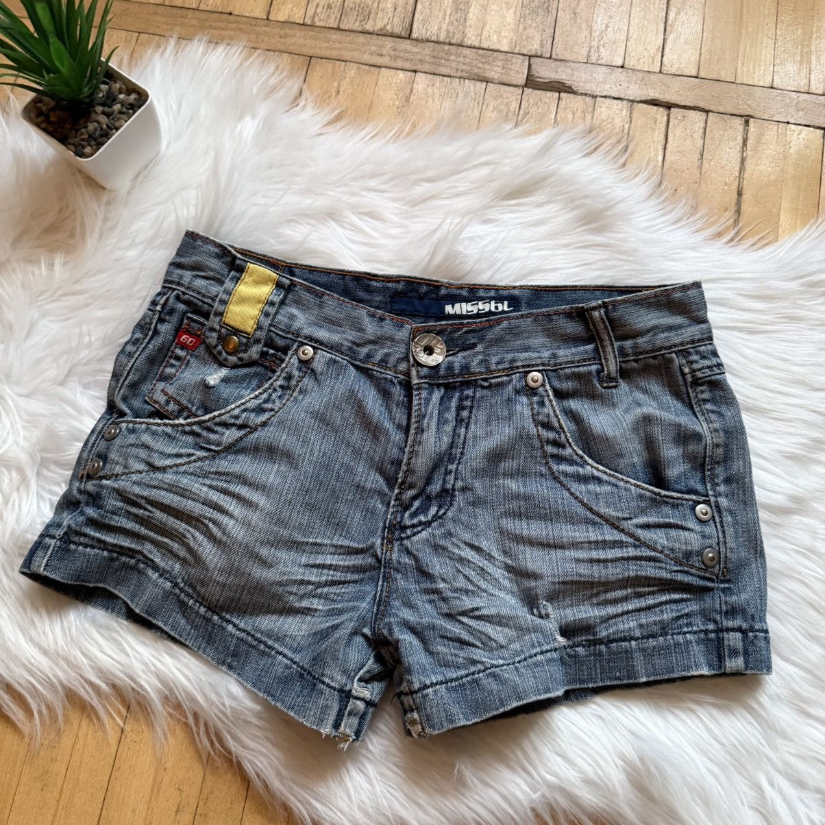 Miss Sixty 📌 Crazy Miss Sixty Vintage Washed Y2K Denim Shorts Size 29" - 5 Thumbnail