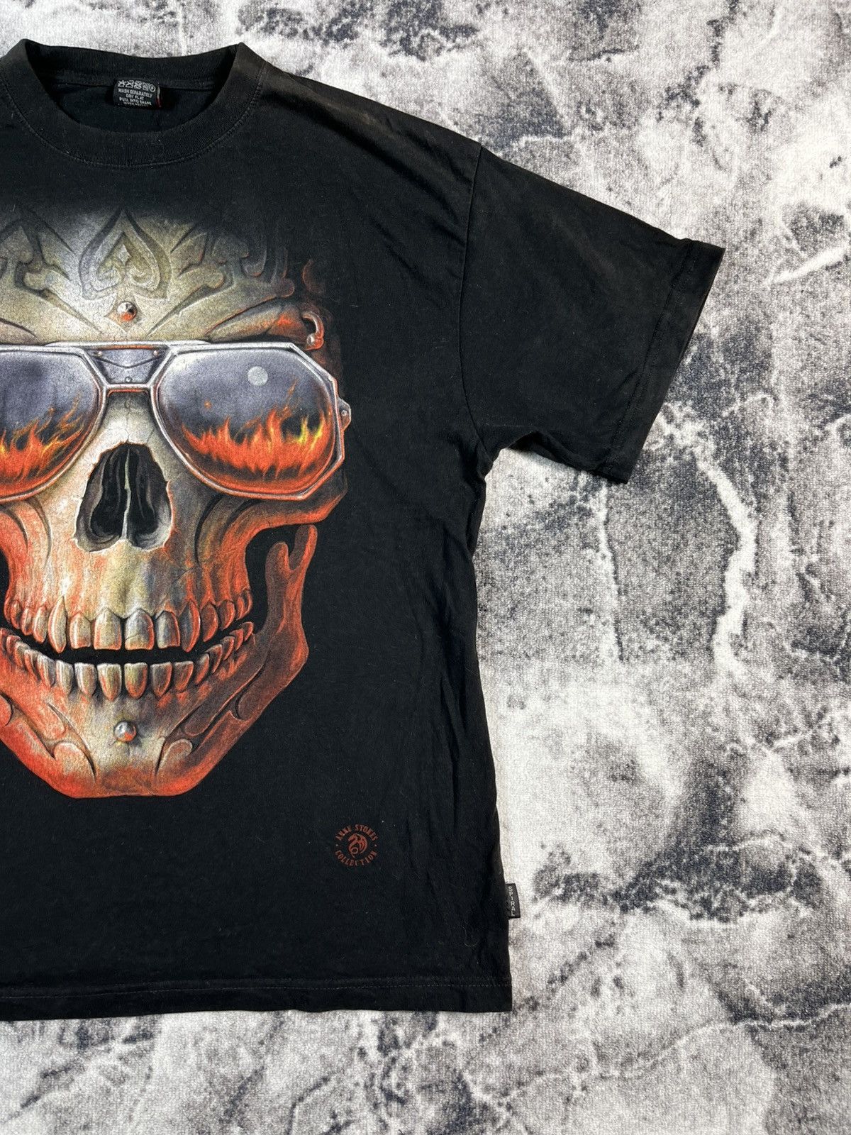 Other Spiral Direct Flaming Skull Faded Biker Tee Y2K Size US XL / EU 56 / 4 - 3 Thumbnail