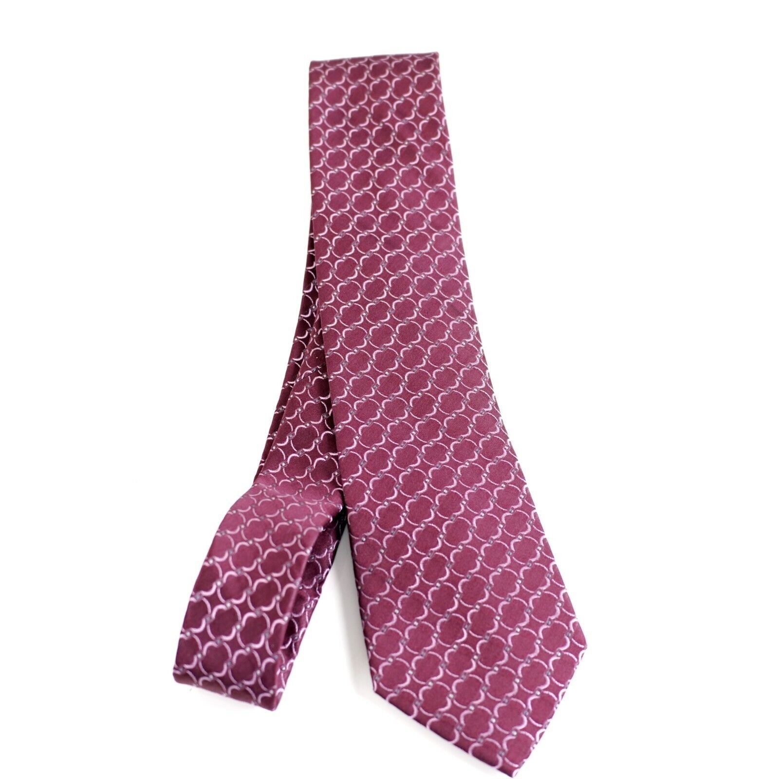 Calvin Klein Calvin Klein Red Burgundy Geometric Woven Tie Size ONE SIZE - 6 Thumbnail
