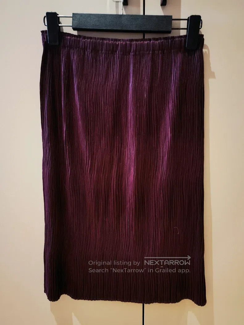 Issey Miyake Issey Miyake size:3 Dark Red Retro Kelp Pleated Midi Skirt Size 31" - 4 Thumbnail