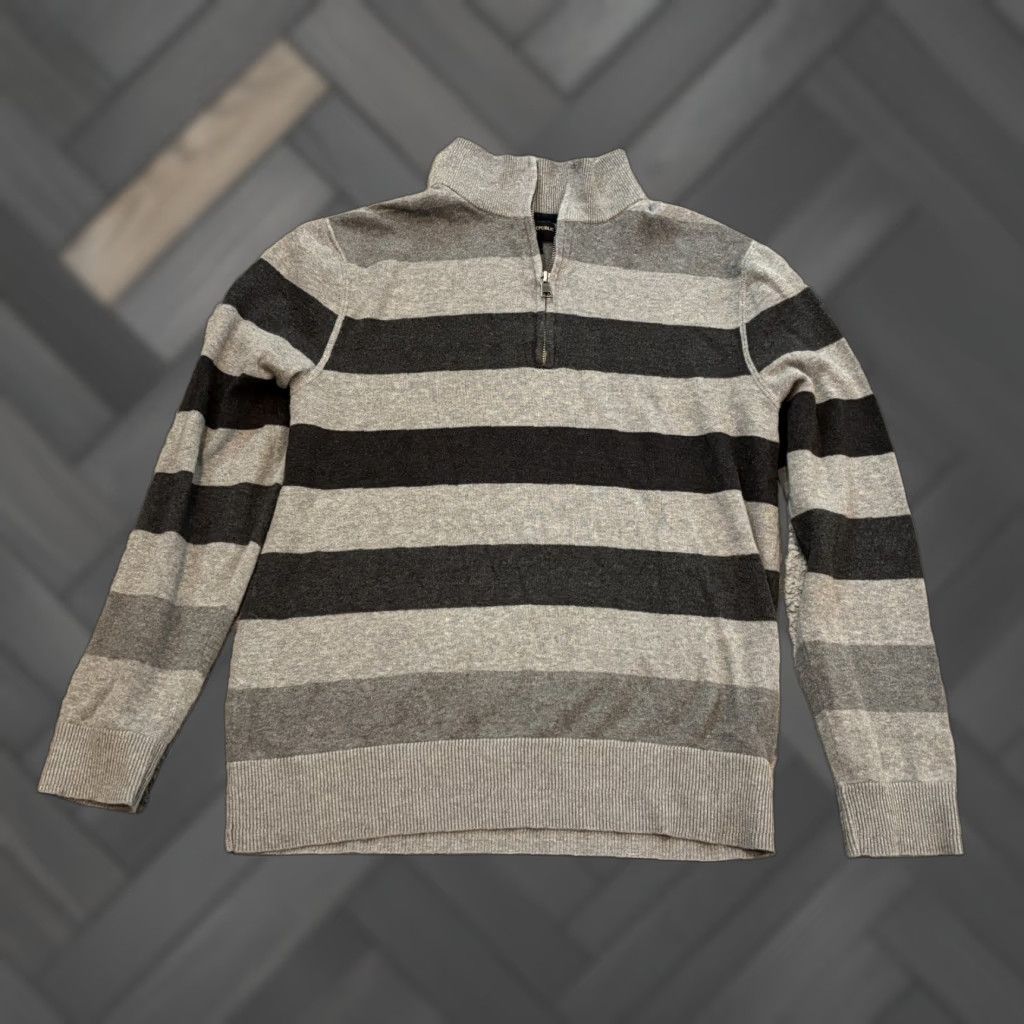 Banana Republic Banana Republic Sweater Mens 1/4 Zip Striped Pullover Long Sleeve Gray Medium Size US M / EU 48-50 / 2 - 1 Thumbnail