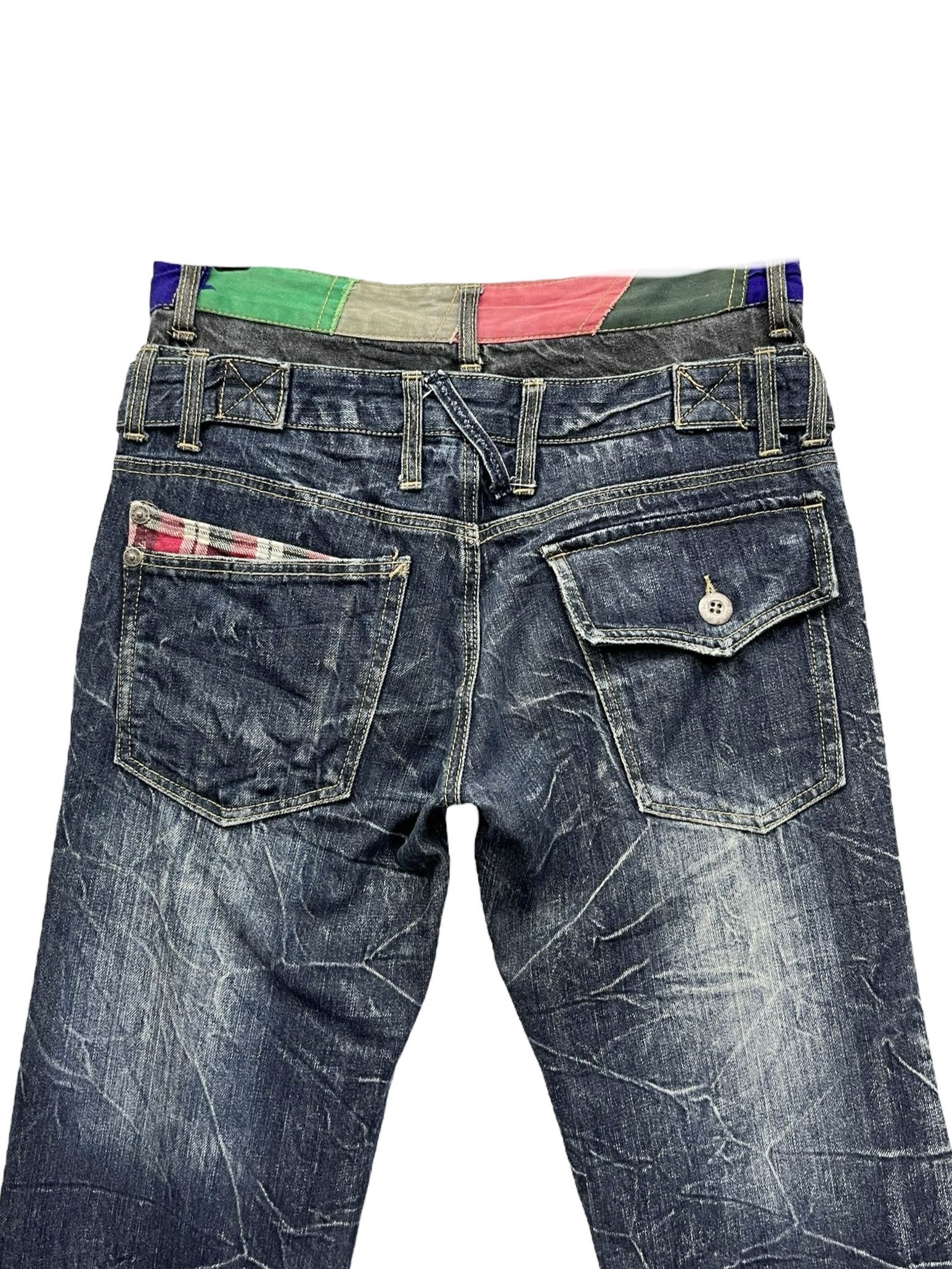 Japanese Brand 🔥PATINA Punk Tartan Double Waist Bondage Zippers Denim Size US 30 / EU 46 - 4 Thumbnail