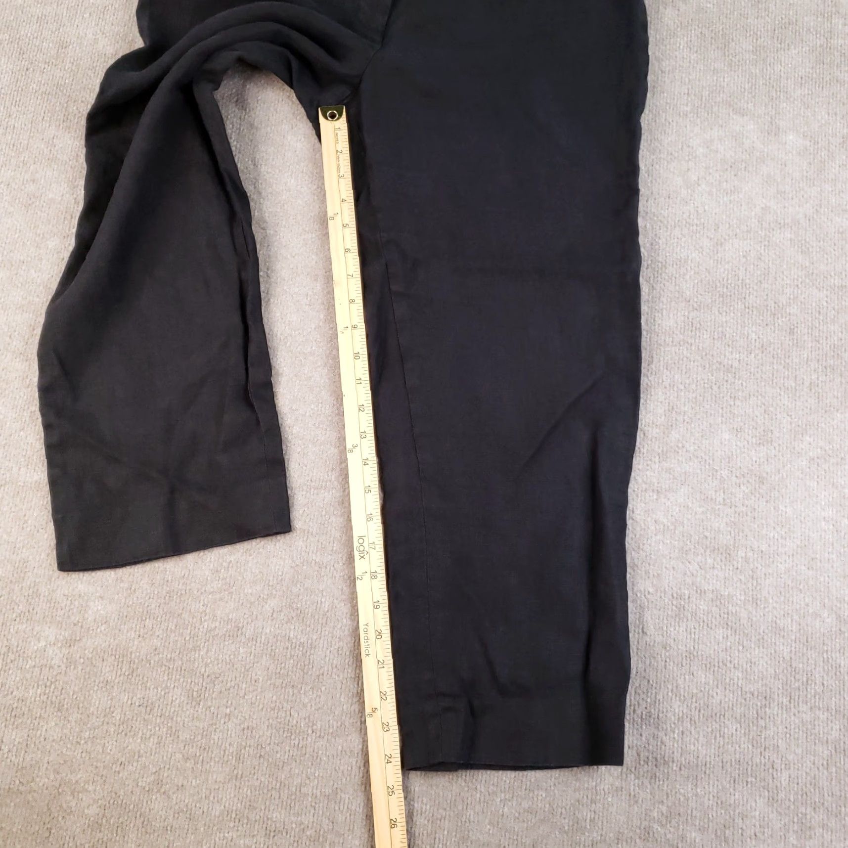 Talbots Talbots Pants Women Size 14 Black Heritage Pure Irish Linen Straight Cropped Leg Size 36" / US 14 / IT 50 - 2 Thumbnail