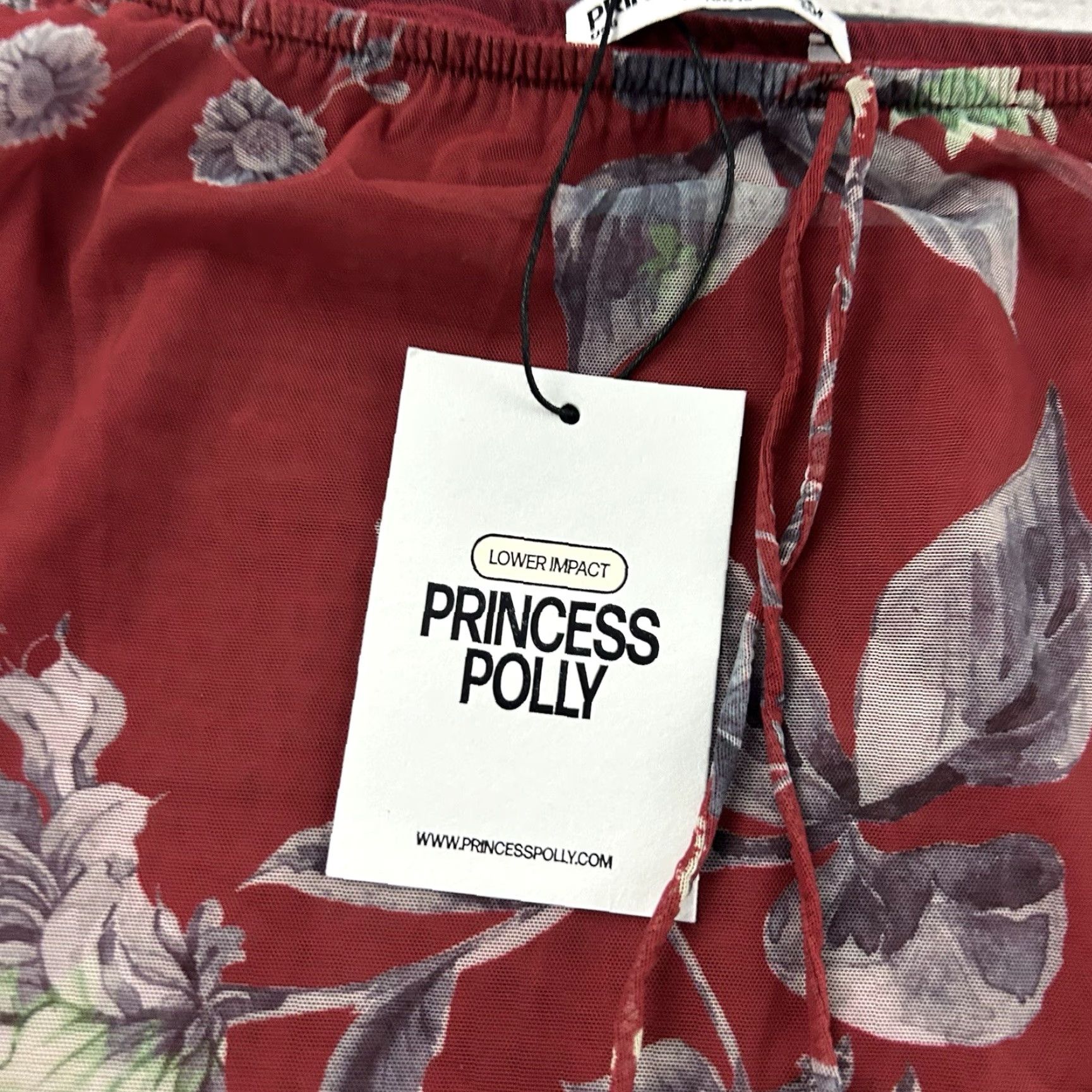 PRINCESS POLLY Princess Polly Skirt Maxi Red Floral Women 6 Low Impact Buchan Long new Size 28" / US 6 / IT 42 - 2 Thumbnail