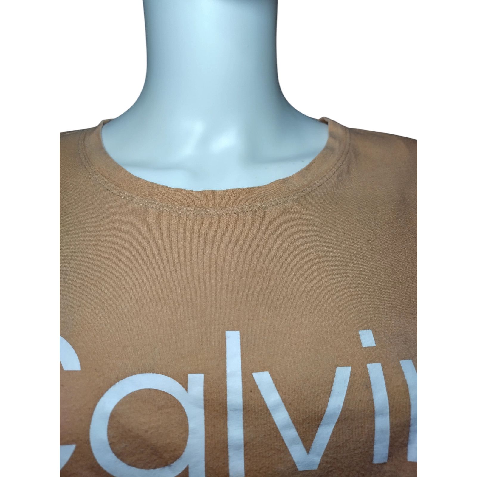Calvin Klein Calvin Klein Womens Stretch Short Sleeve T-shirt Size XL Tan Size XL / US 12-14 / IT 48-50 - 2 Thumbnail