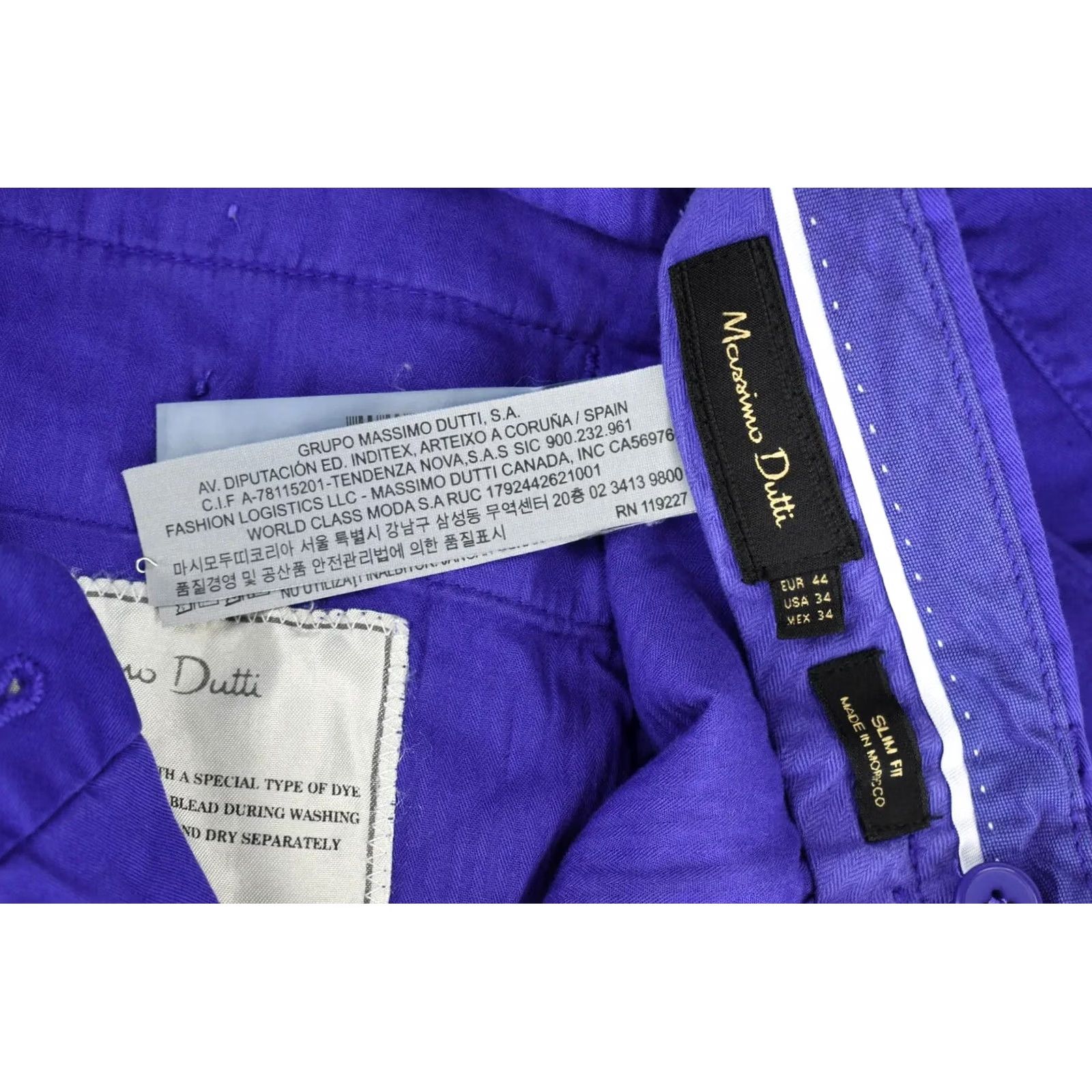 Massimo Dutti MASSIMO DUTTI Trousers US 34 Blue Slim Fit Chino Pleated Zip Fly Men's Size US 34 / EU 50 - 5 Thumbnail
