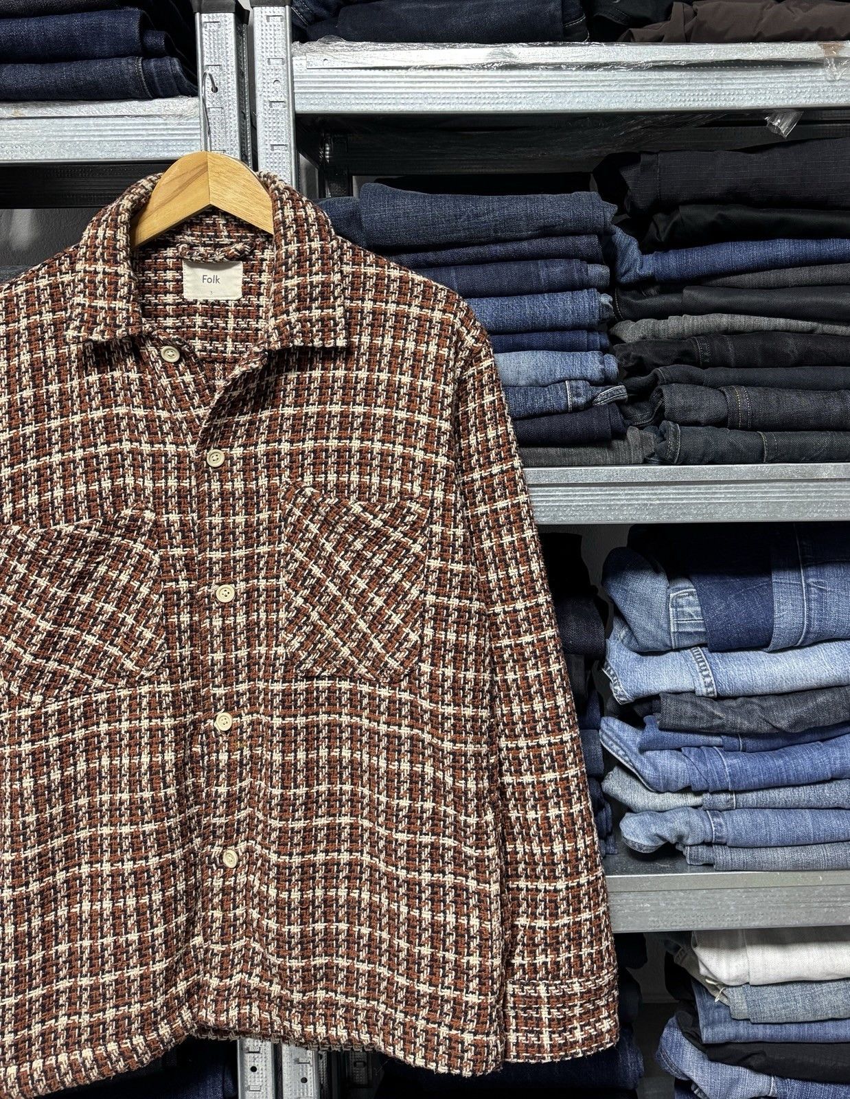 Folk Folk Arrow Overshirt Shacket Chore Jacket Thick Knit Wool Size US M / EU 48-50 / 2 - 3 Thumbnail