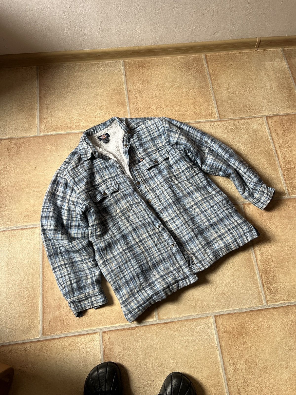 Vintage Dickies Overshirt Winter Jacket 90s Skating Striped