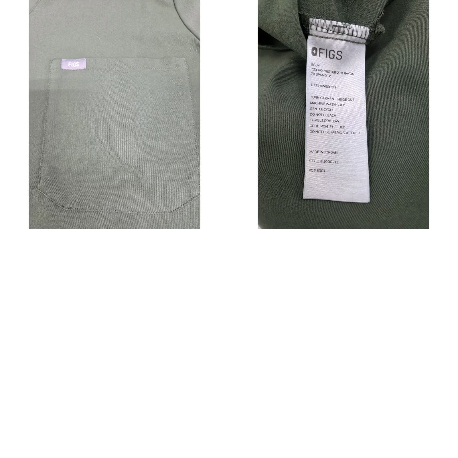 Vintage FIGS Women’s Technical Collection Style 1000211 Pocket Scrub Top Green XL Women Size XL / US 12-14 / IT 48-50 - 8 Thumbnail
