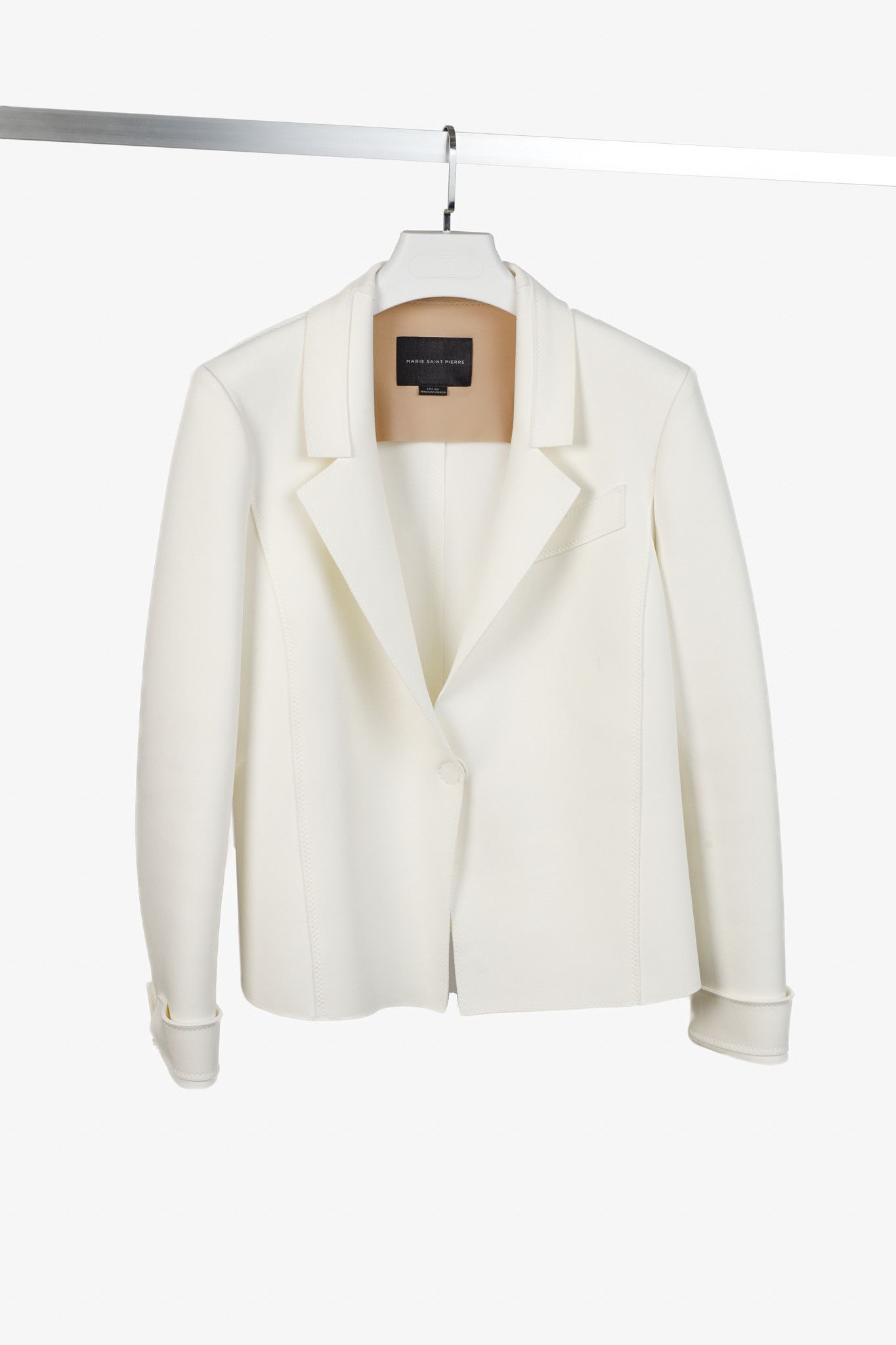 Marie Saint Pierre Marie Saint Pierre White Scuba Neoprene Blazer Jacket Size M / US 6-8 / IT 42-44 - 1 Thumbnail