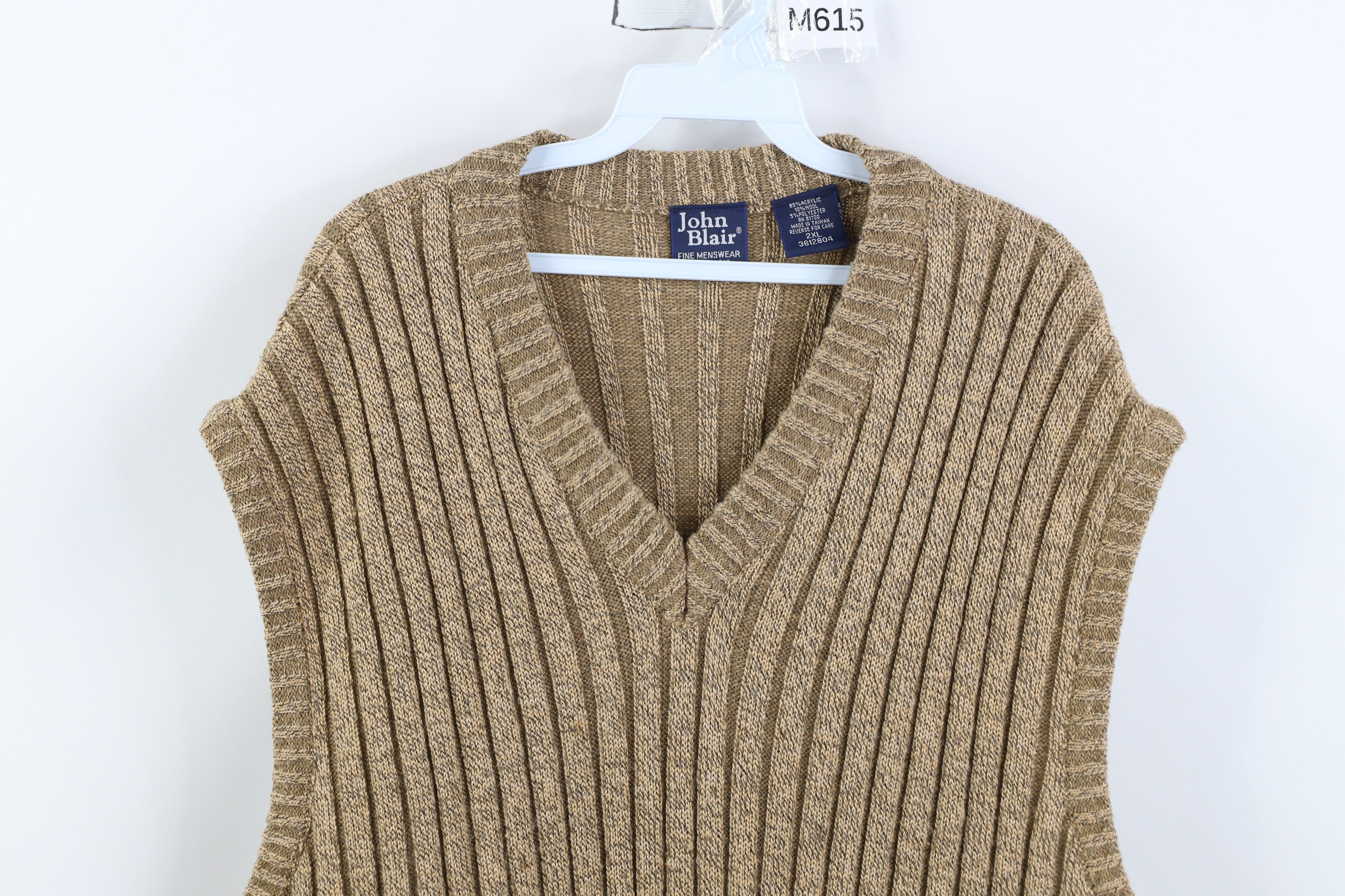 Vintage Vintage 90s Streetwear Chunky Ribbed Knit Sweater Vest Beige Size US XXL / EU 58 / 5 - 2 Thumbnail