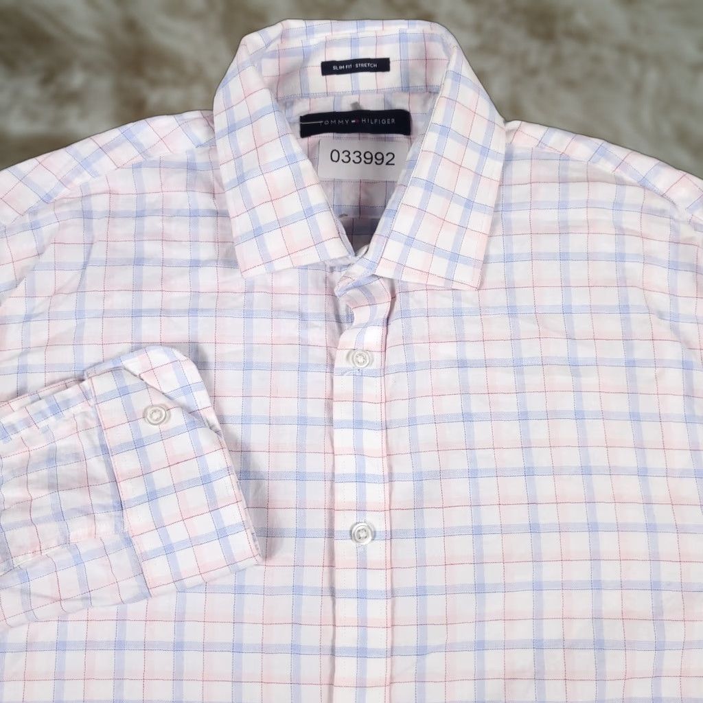 Tommy Hilfiger Tommy Hilfiger Shirt Mens Large Blue White Plaid Button Up Long Sleeve Size US L / EU 52-54 / 3 - 1 Thumbnail