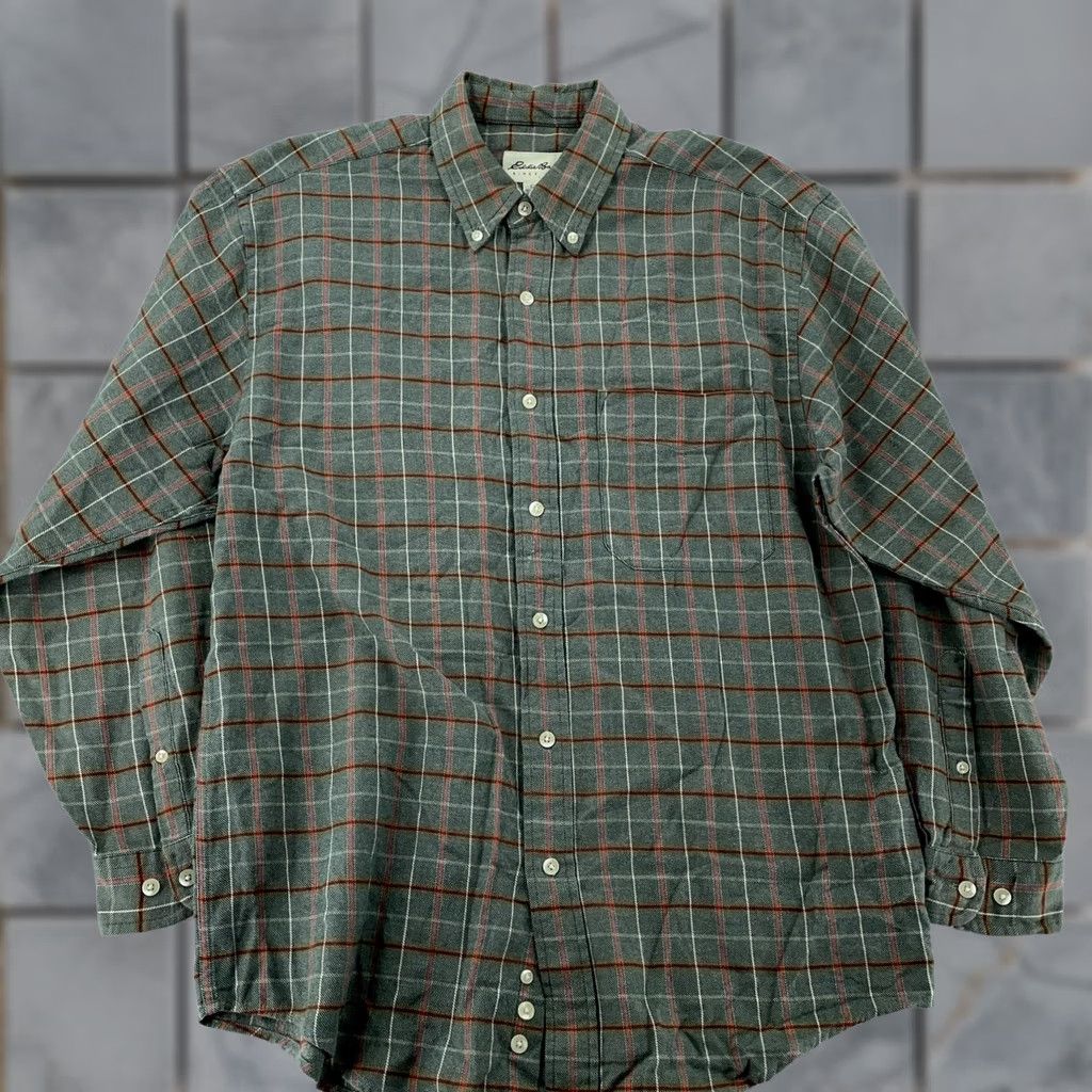 Eddie Bauer Eddie Bauer Shirt Mens Medium Green Gray Plaid Button Down Cotton Long Sleeve Size US M / EU 48-50 / 2 - 1 Thumbnail