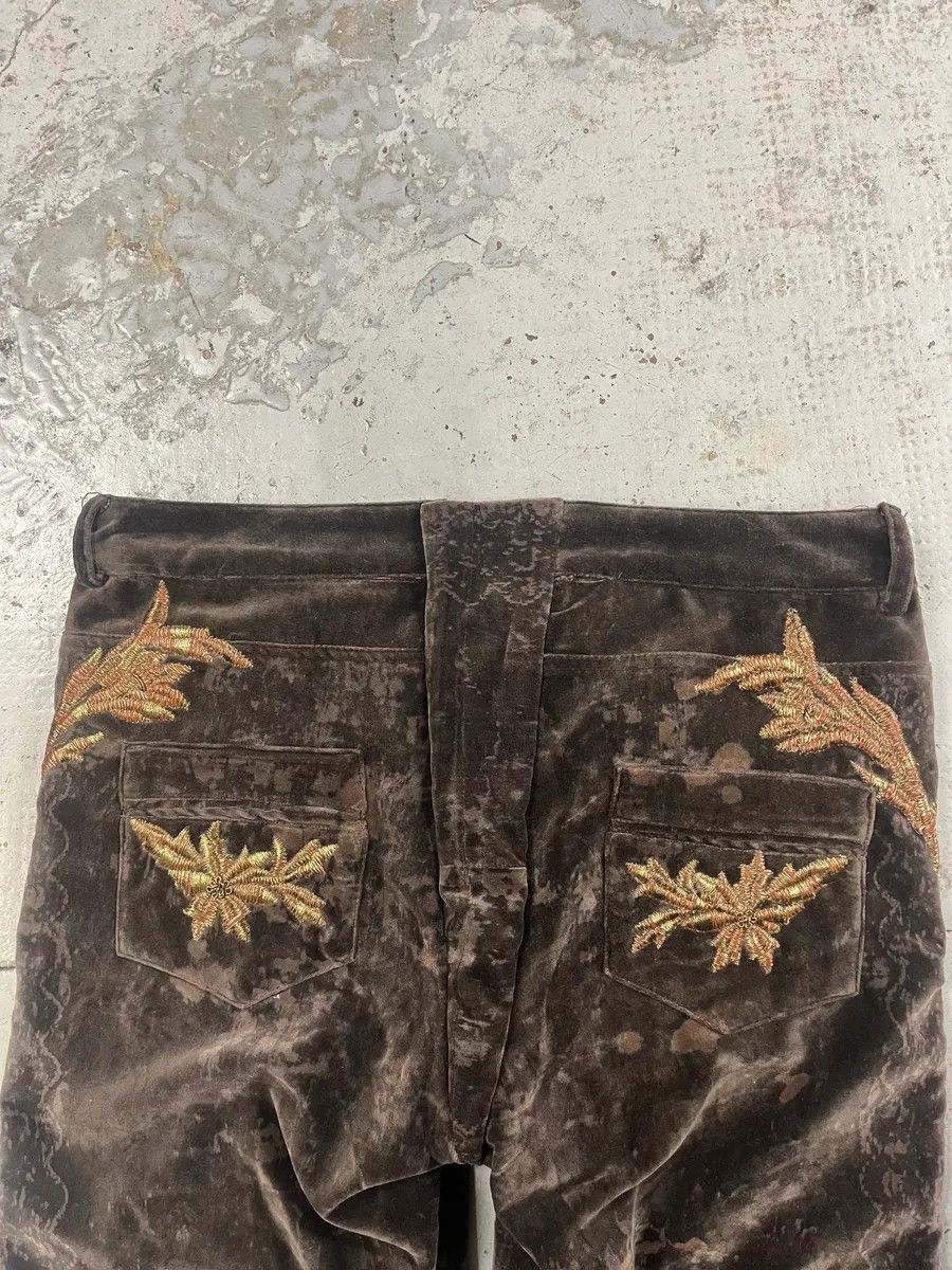 Roberto Cavalli 2000s Roberto Cavalli Wings Brown Velvet Pants Size 22" - 7 Thumbnail