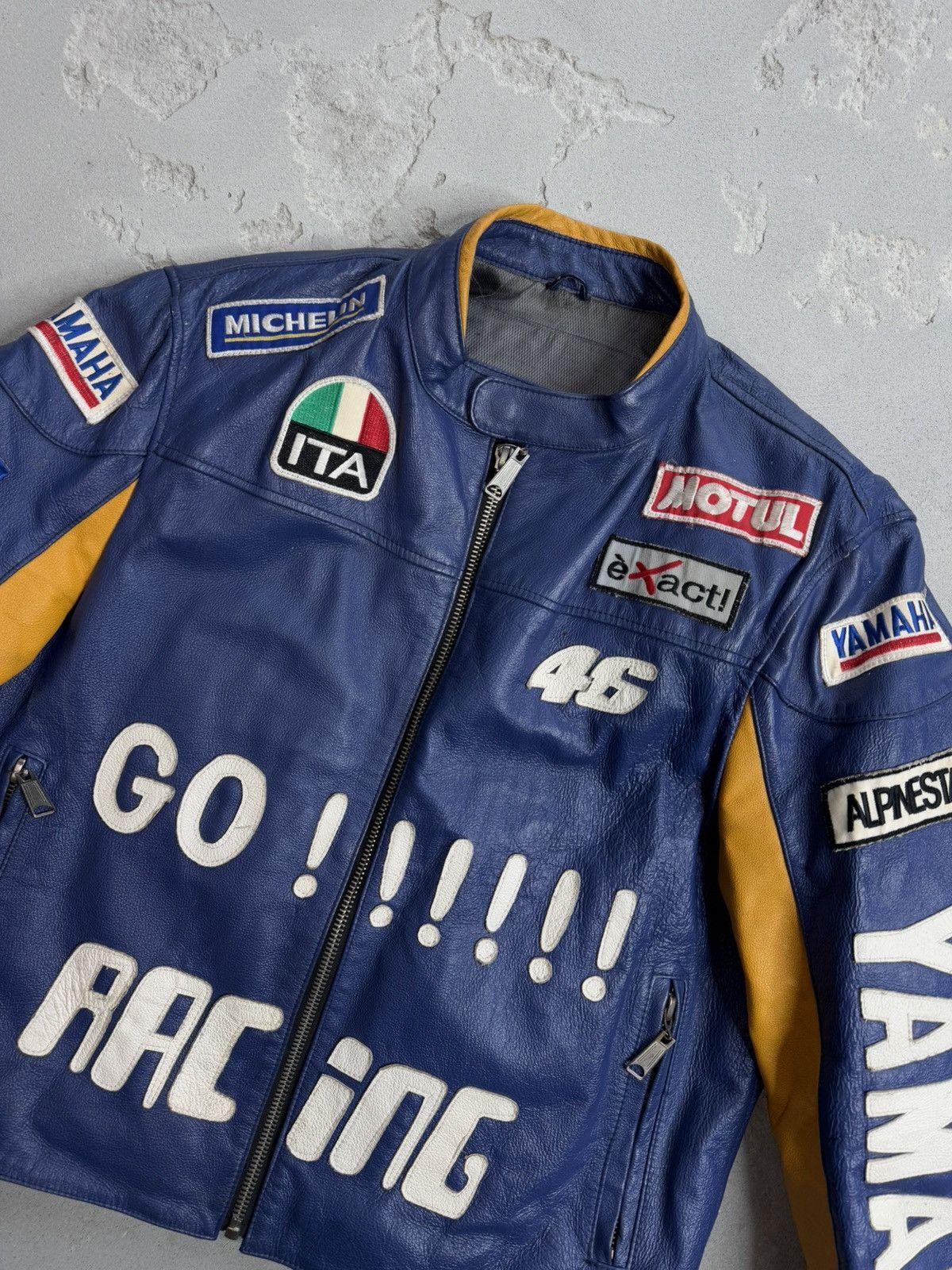 Other VINTAGE RACING LEATHER JACKET V/46 VALENTINO ROSSI STYLE Size US XXL / EU 58 / 5 - 7 Thumbnail