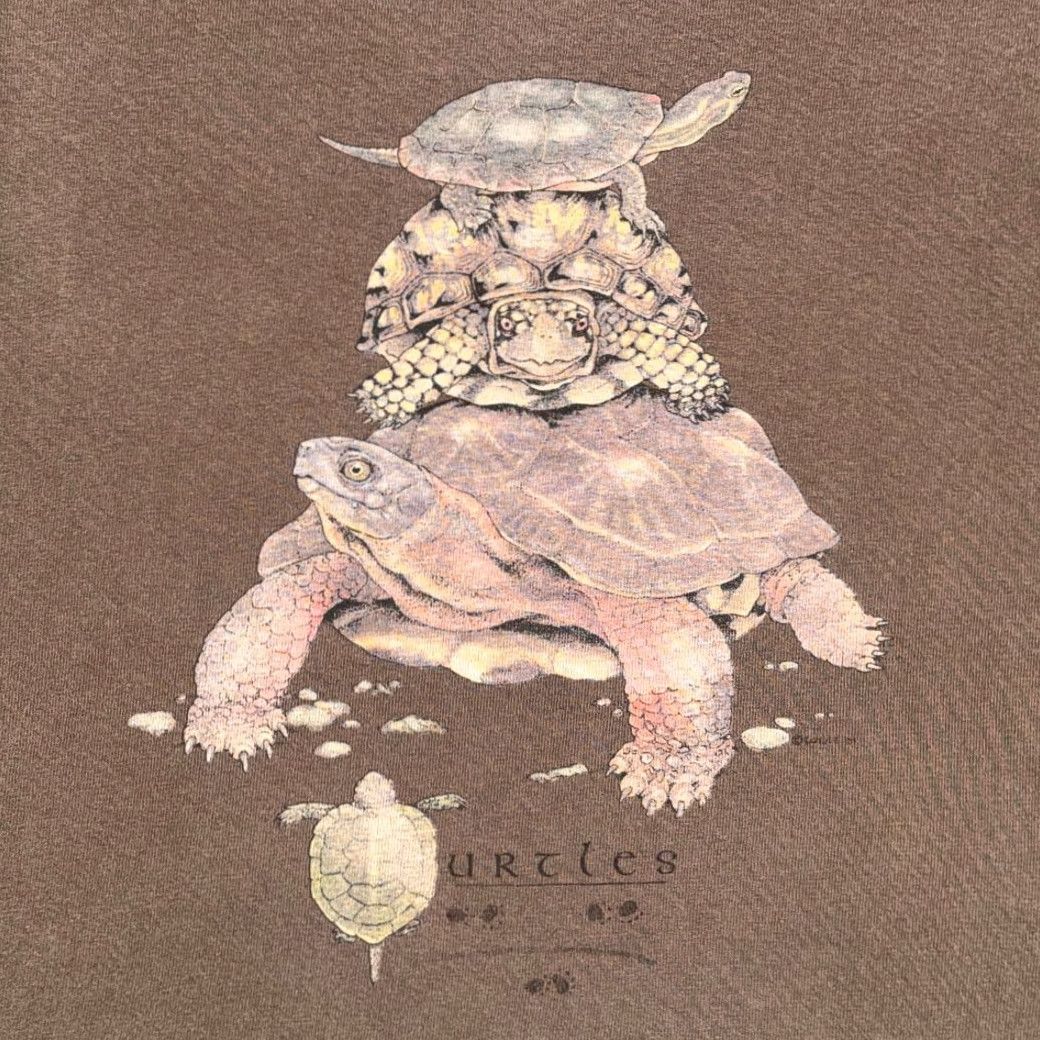 Gildan VINTAGE Turtles Shirt Mens Large Brown Nature Wildlife Reptile Art Y2K Size US L / EU 52-54 / 3 - 2 Thumbnail