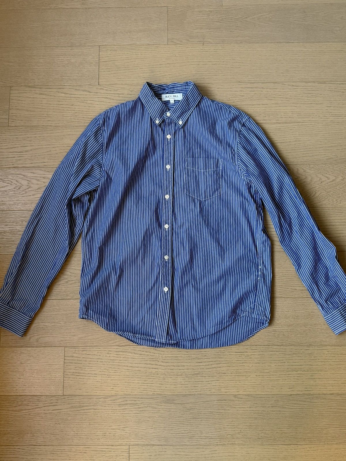 Alex Mill Blue Striped Wash & Go Shirt Size US M / EU 48-50 / 2 - 1 Thumbnail