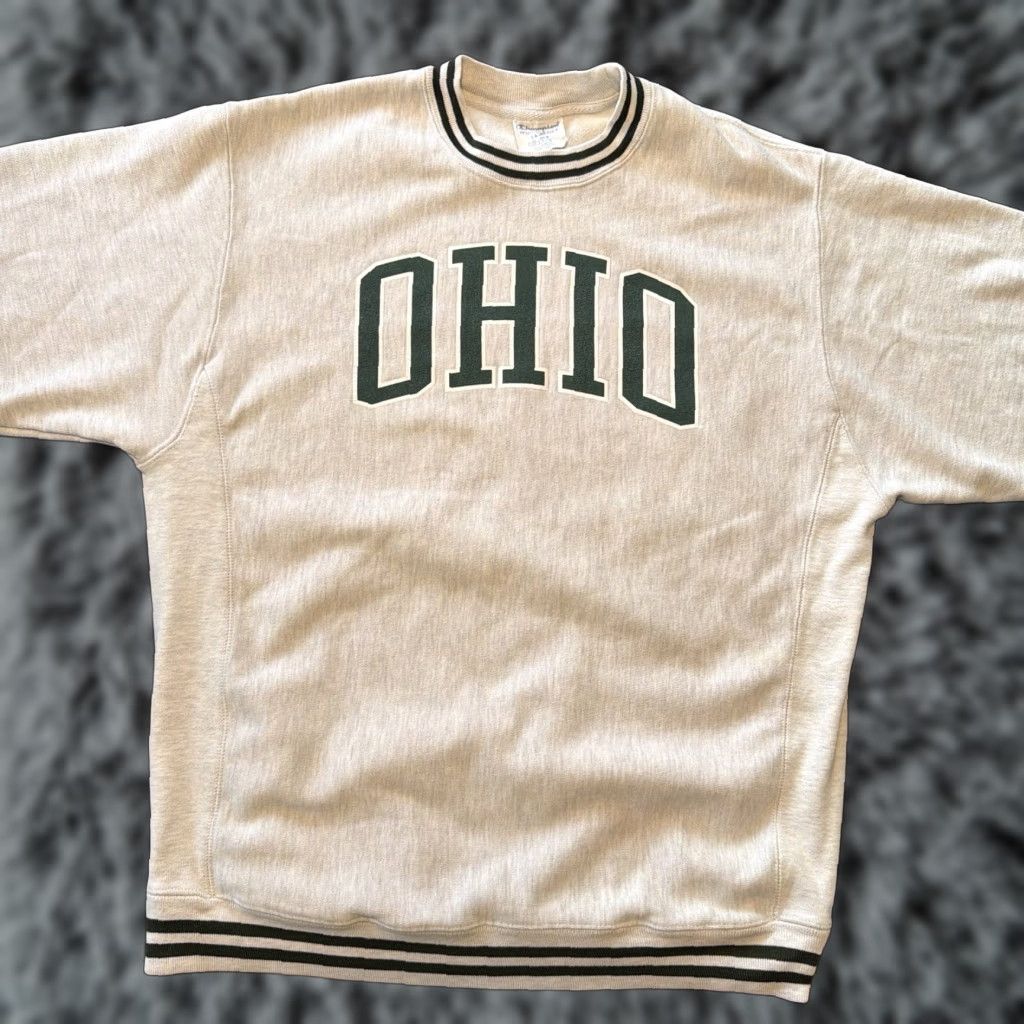 Champion VINTAGE Champion Reverse Weave Ohio Crewneck Sweatshirt Men L Gray Green Logo Graphic Print Size US L / EU 52-54 / 3 - 1 Thumbnail