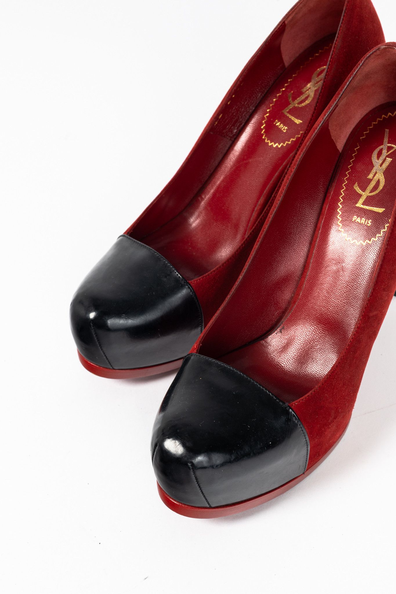 Yves Saint Laurent Yves Saint Laurent Tribtoo 80 Platform Suede & Cap-Toe Pumps Size US 7 / IT 37 - 6 Thumbnail