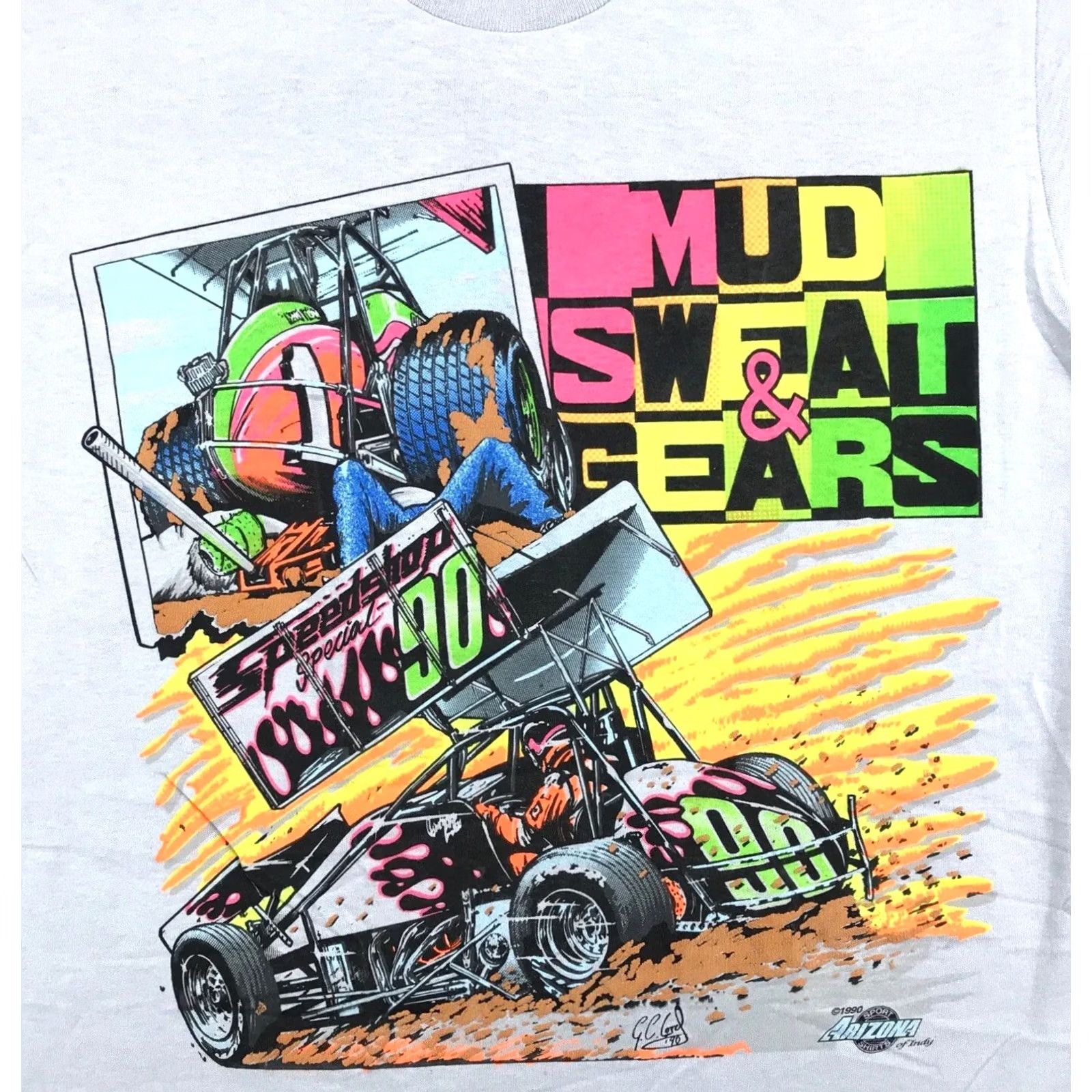 Vintage NOS vintage SPRINT CAR RACING MUD SWEAT & GEARS T-Shirt M Gray Nike not included Size US M / EU 48-50 / 2 - 2 Thumbnail