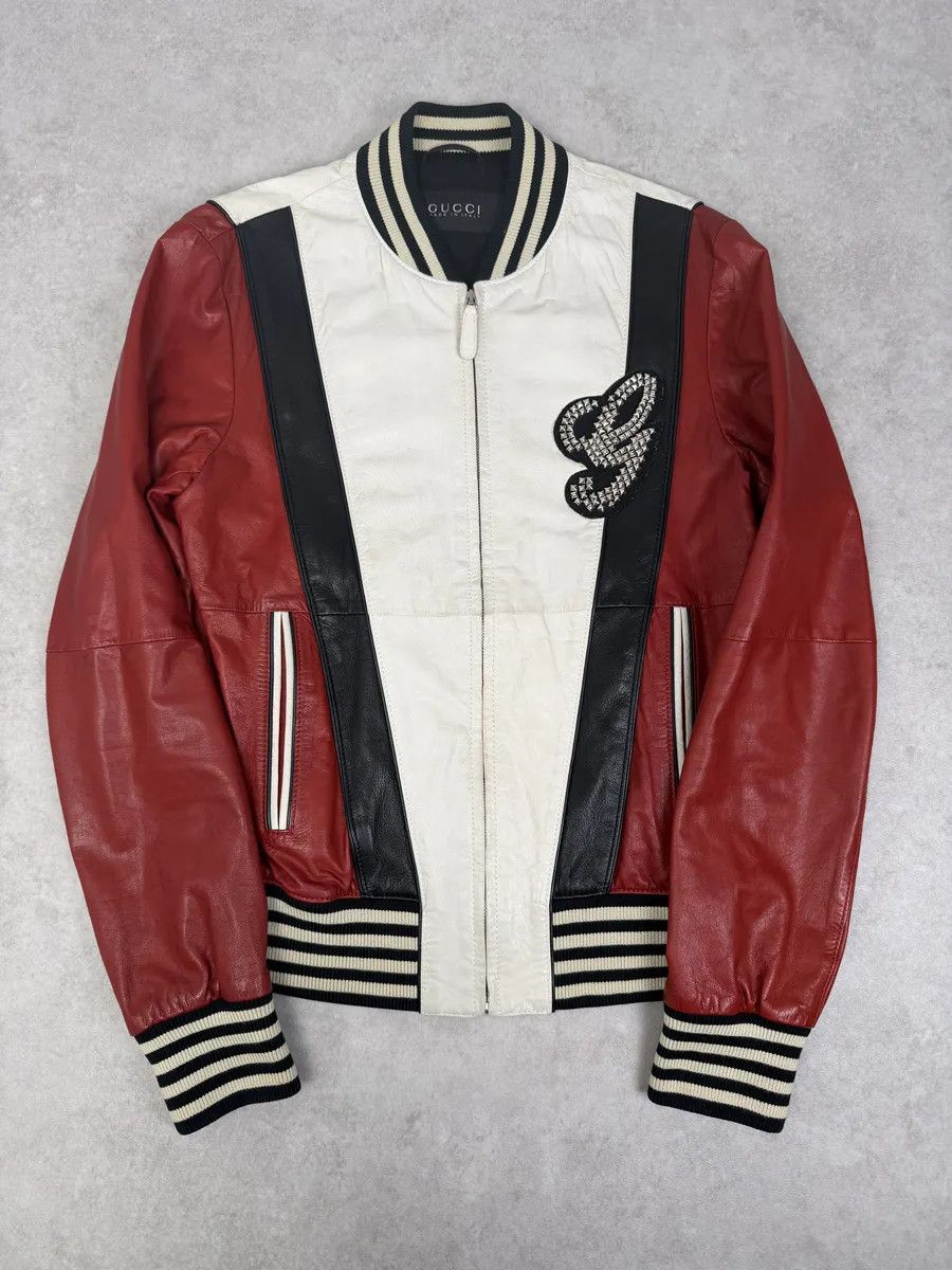 Gucci SS2008 Gucci Propaganda Red & White Biker Leather Jacket by Frida Giannini Size US M / EU 48-50 / 2 - 1 Thumbnail