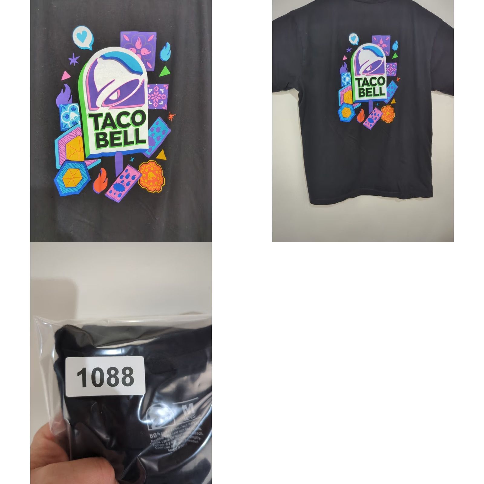 Bell Taco Bell Shirt Unisex Adults Black 3 Button Henley Short Sleeve Double-Sided Logo Regular M Size US M / EU 48-50 / 2 - 9 Thumbnail