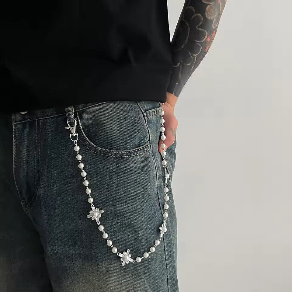 Jewelry Stylish Pearl Chain Accessory with Flower Details Size ONE SIZE - 1 Thumbnail