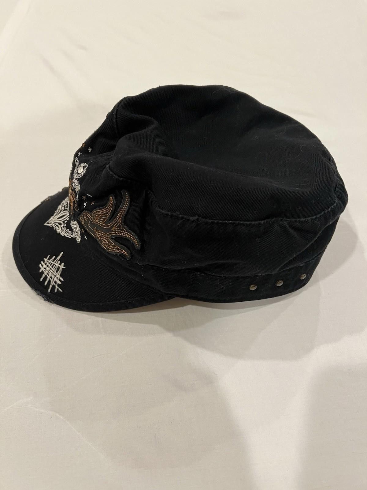 Affliction Sinful Affliction Black Embroidered Military Cap Y2K Womens Size ONE SIZE - 2 Thumbnail