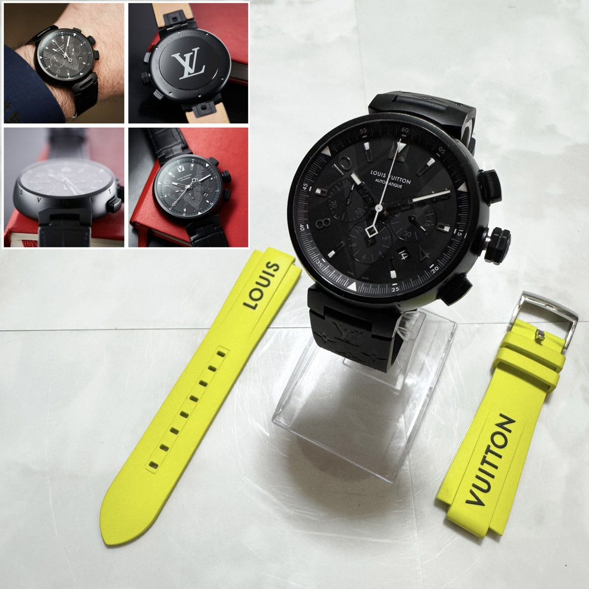 Louis Vuitton Authentic Louis Vuitton Tambour Black TO4139 Q1A62 Monogram Size ONE SIZE - 1 Thumbnail