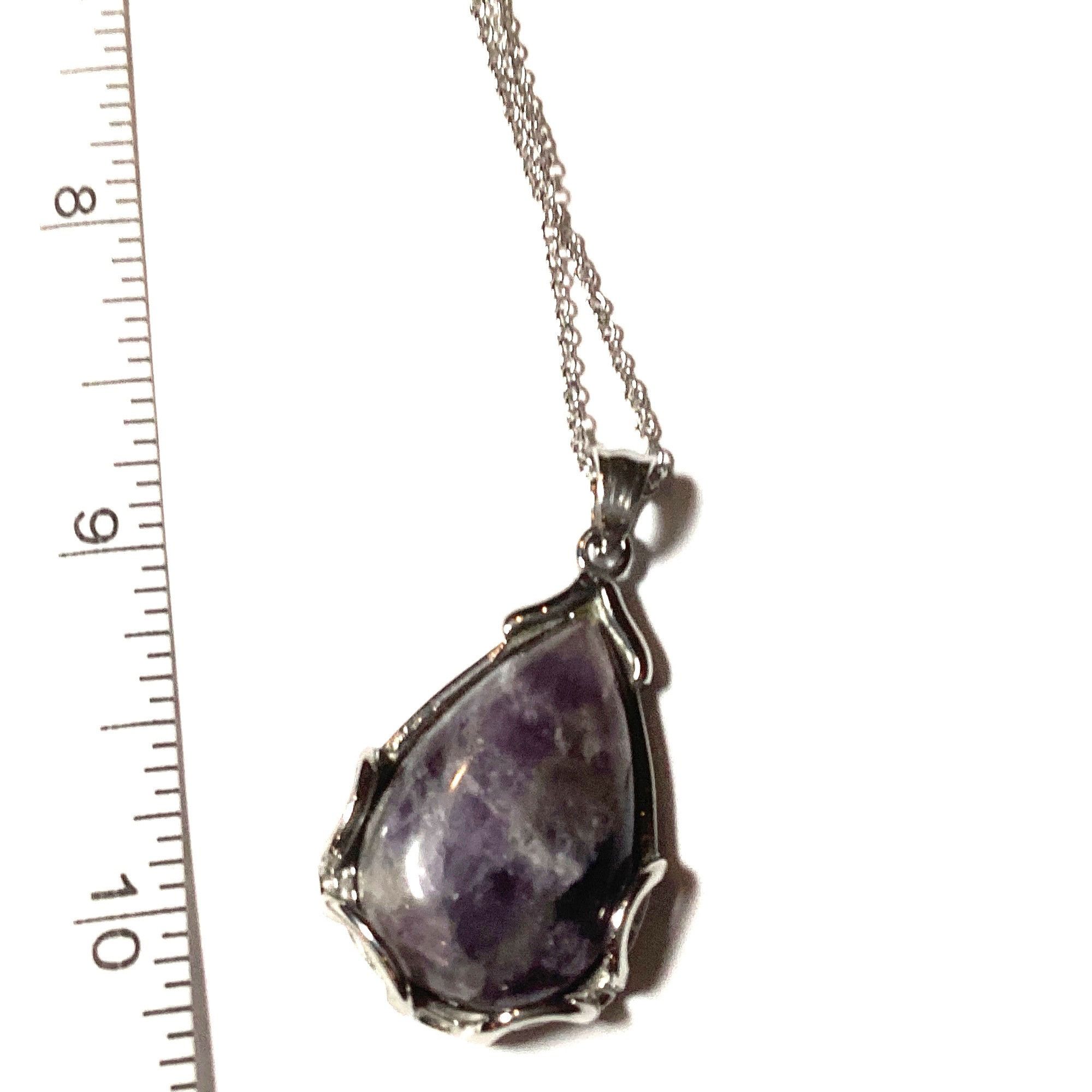 Other Sterling Silver Chain Necklace With Teardrop Amethyst Pendan Size ONE SIZE - 2 Thumbnail