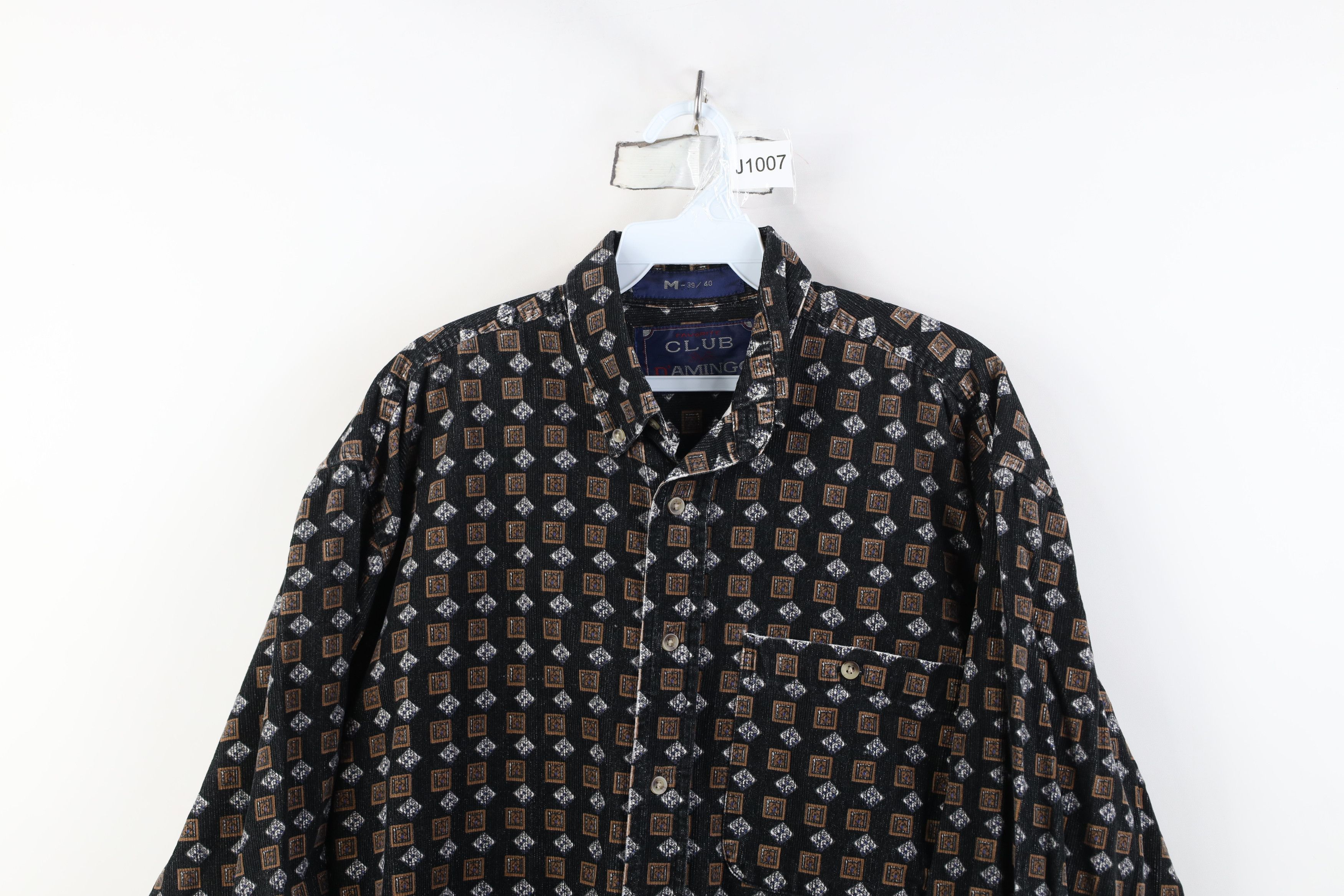 Vintage Vintage 90s Streetwear Diamond Corduroy Button Down Shirt Size US M / EU 48-50 / 2 - 2 Thumbnail
