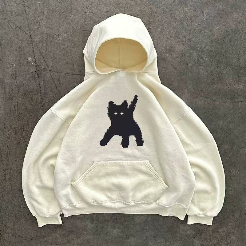 Japanese Brand × Vintage Beige cartoon cat print loose hoodie Size US L / EU 52-54 / 3 - 1 Thumbnail