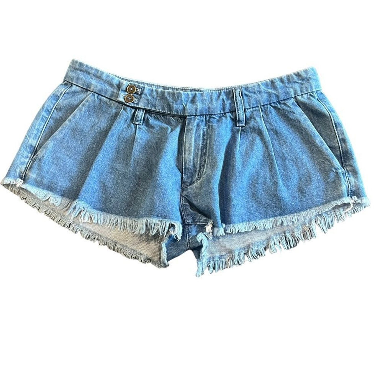 Anthropologie Pilcro Denim Shorts Womens Size 28 Blue Medium Wash Frayed Size 28" / US 6 / IT 42 - 2 Thumbnail
