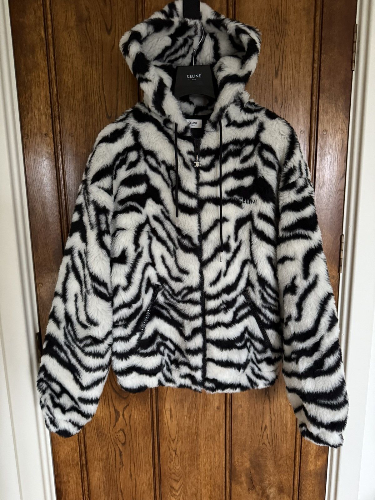 Celine Celine FW23 white tiger fleece logo hoodie Hedi Slimane Size US M / EU 48-50 / 2 - 2 Thumbnail