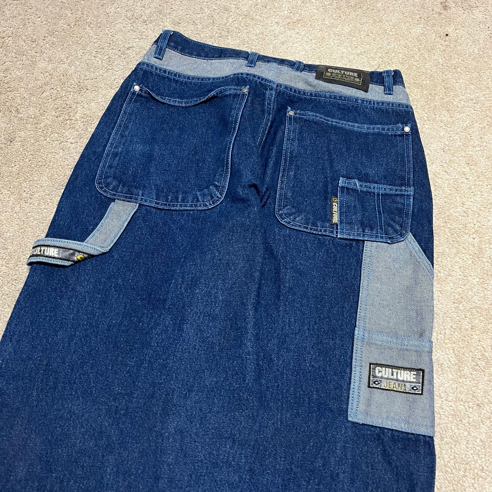 Other Culture Y2K Baggy Skater Mixed Denim Wide Leg Jeans 30Wx31L Size US 30 / EU 46 - 4 Thumbnail